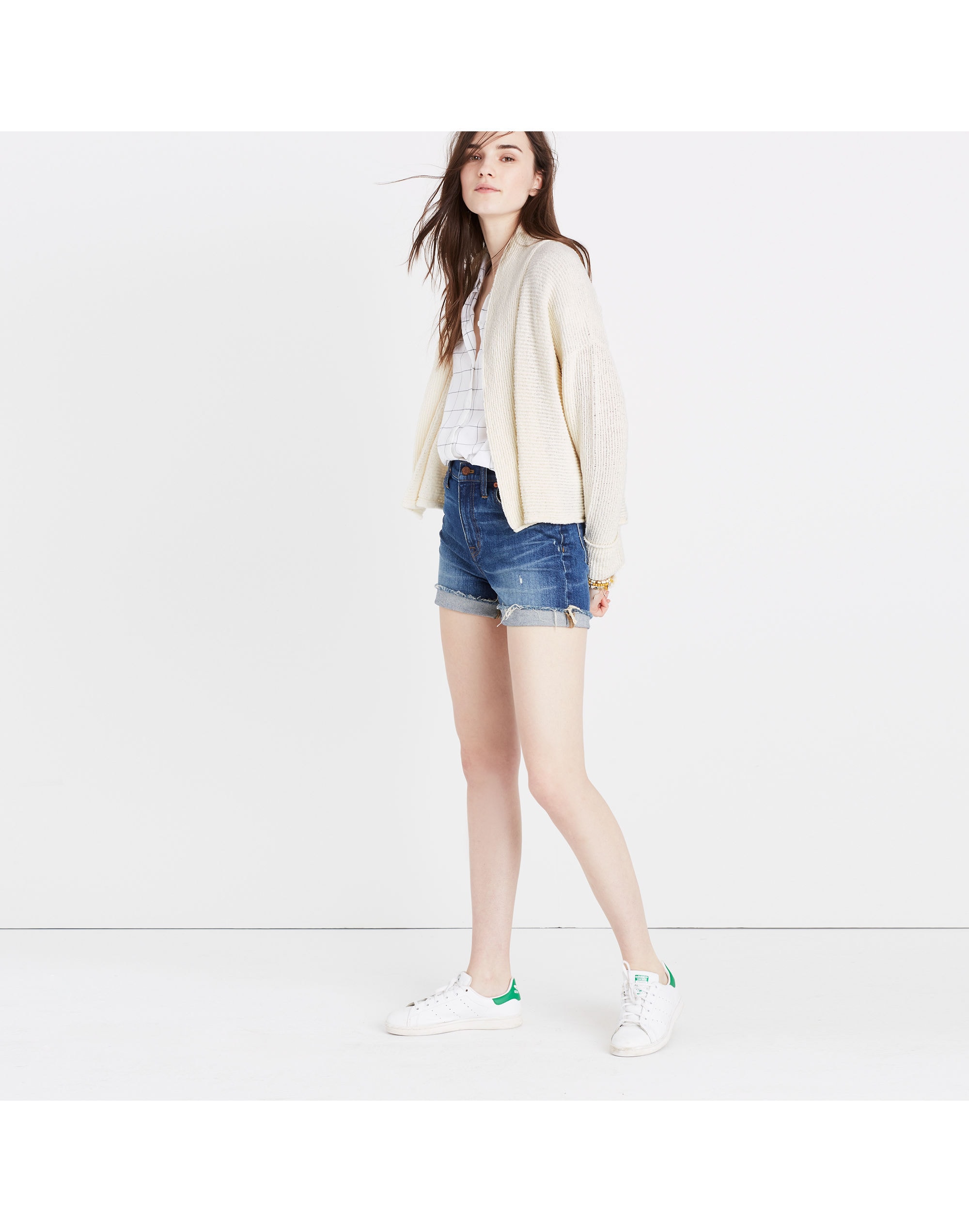 Shawl-Collar Crop Cardigan Sweater