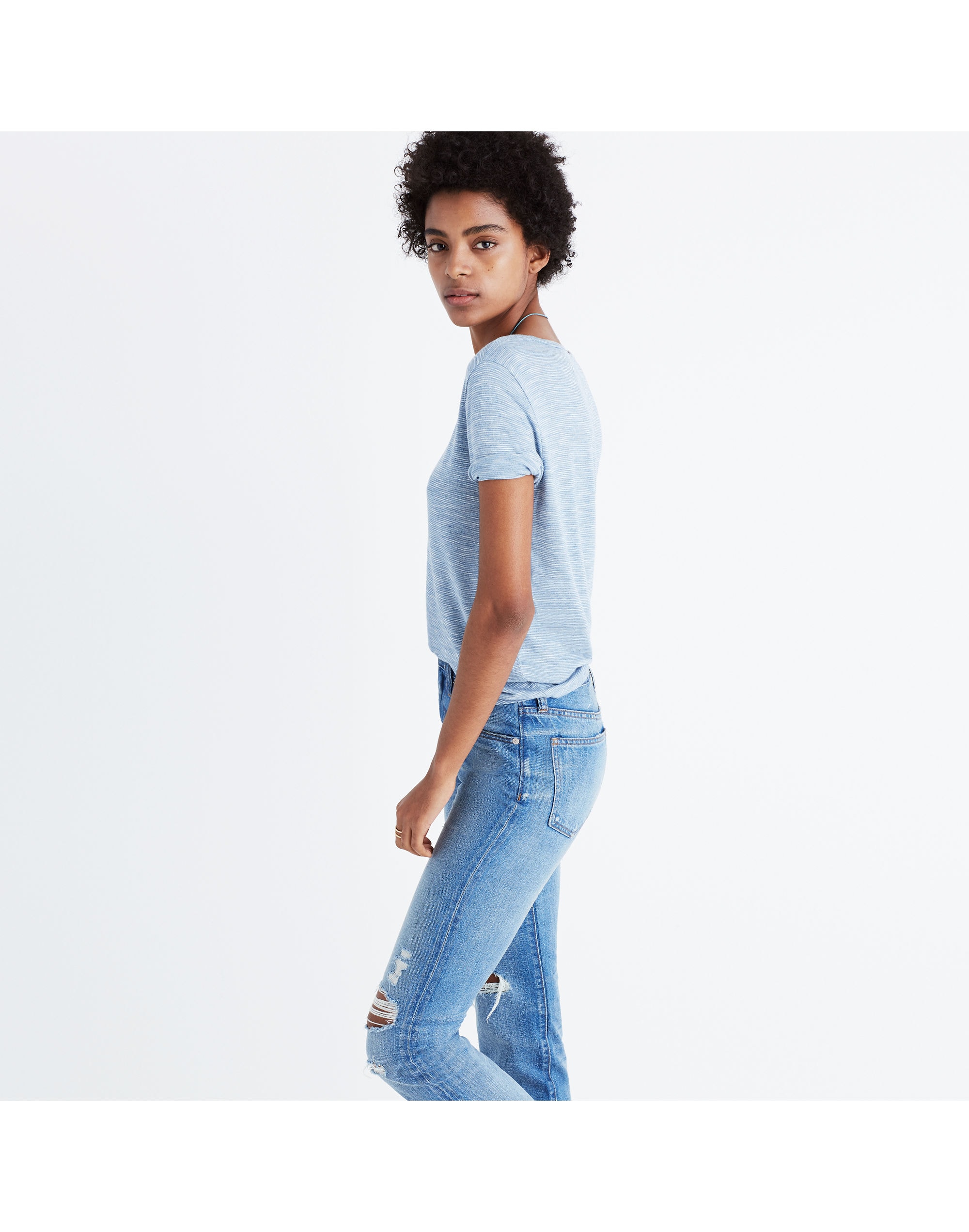 Anthem Split-Neck Tee in Vartan Stripe