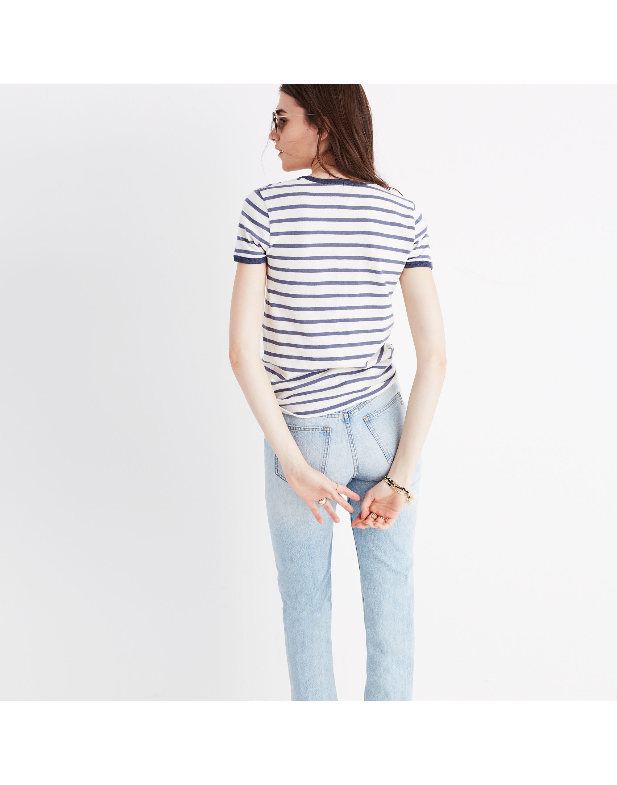 Recycled Cotton Ringer Tee in Harmon Stripe
