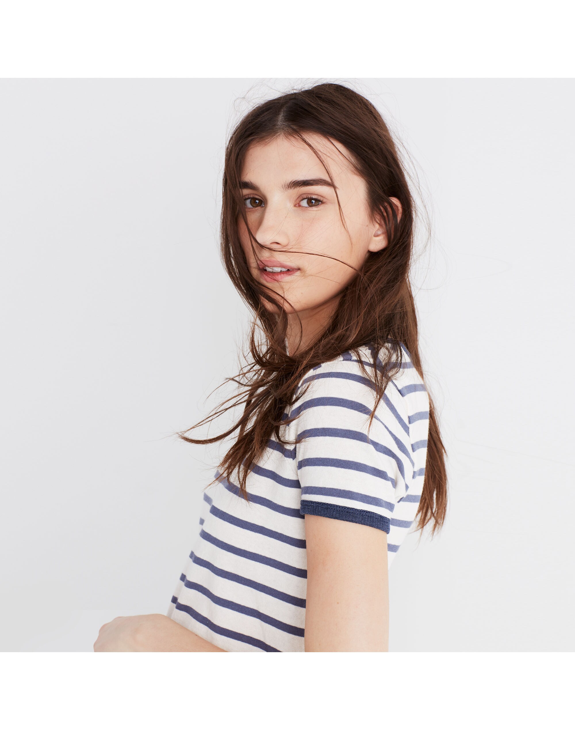 Recycled Cotton Ringer Tee in Harmon Stripe