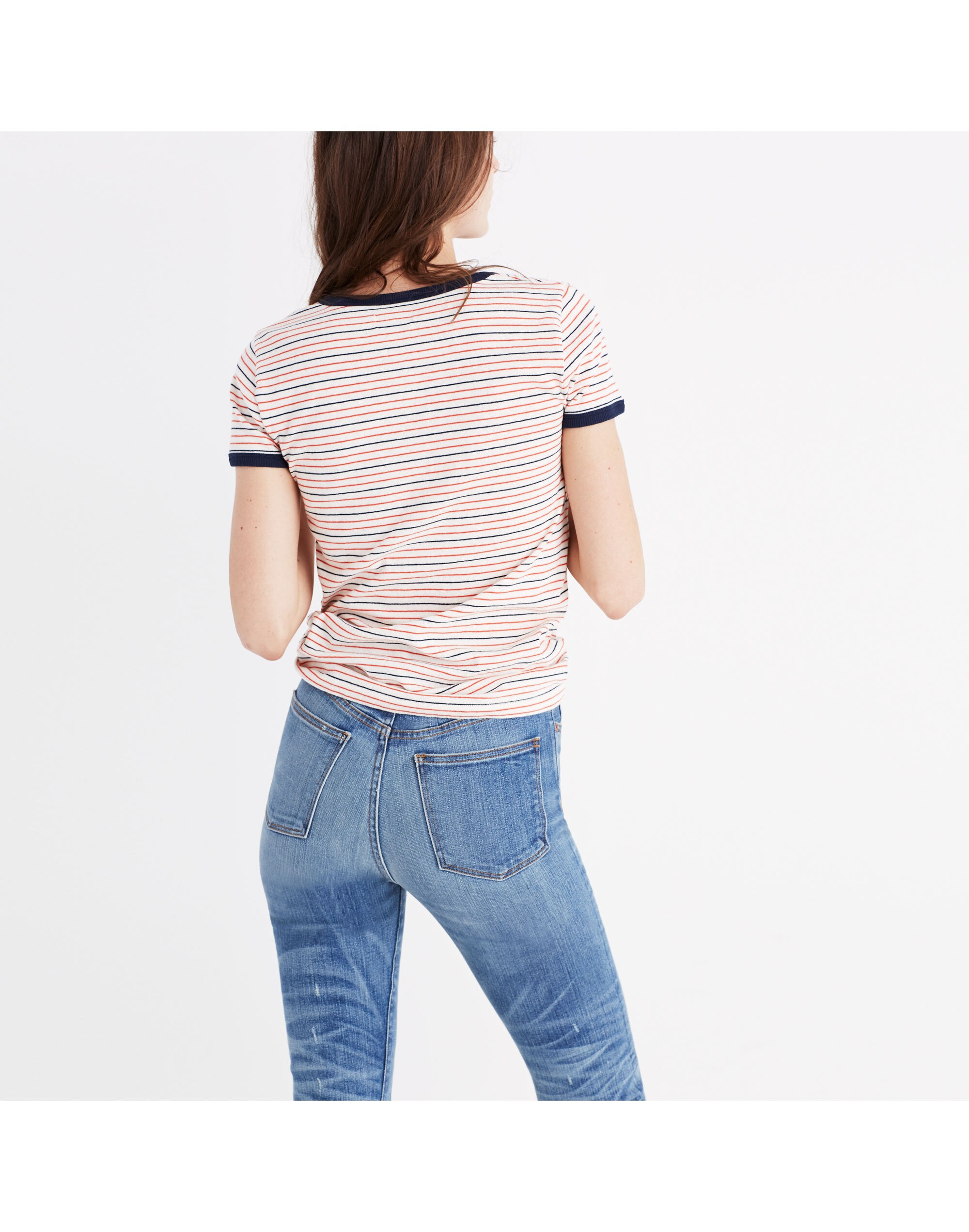 Recycled Cotton Ringer Tee in Sacramento Stripe