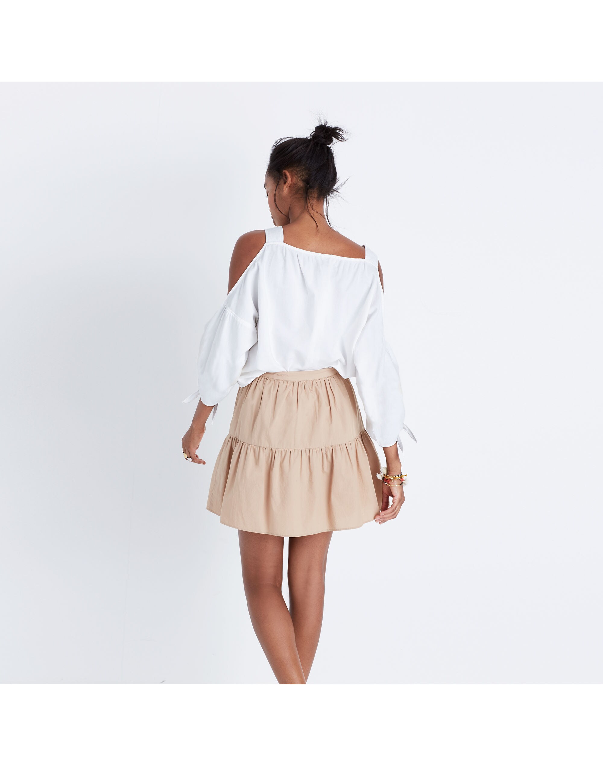 Khaki Ruffle-Hem Skirt