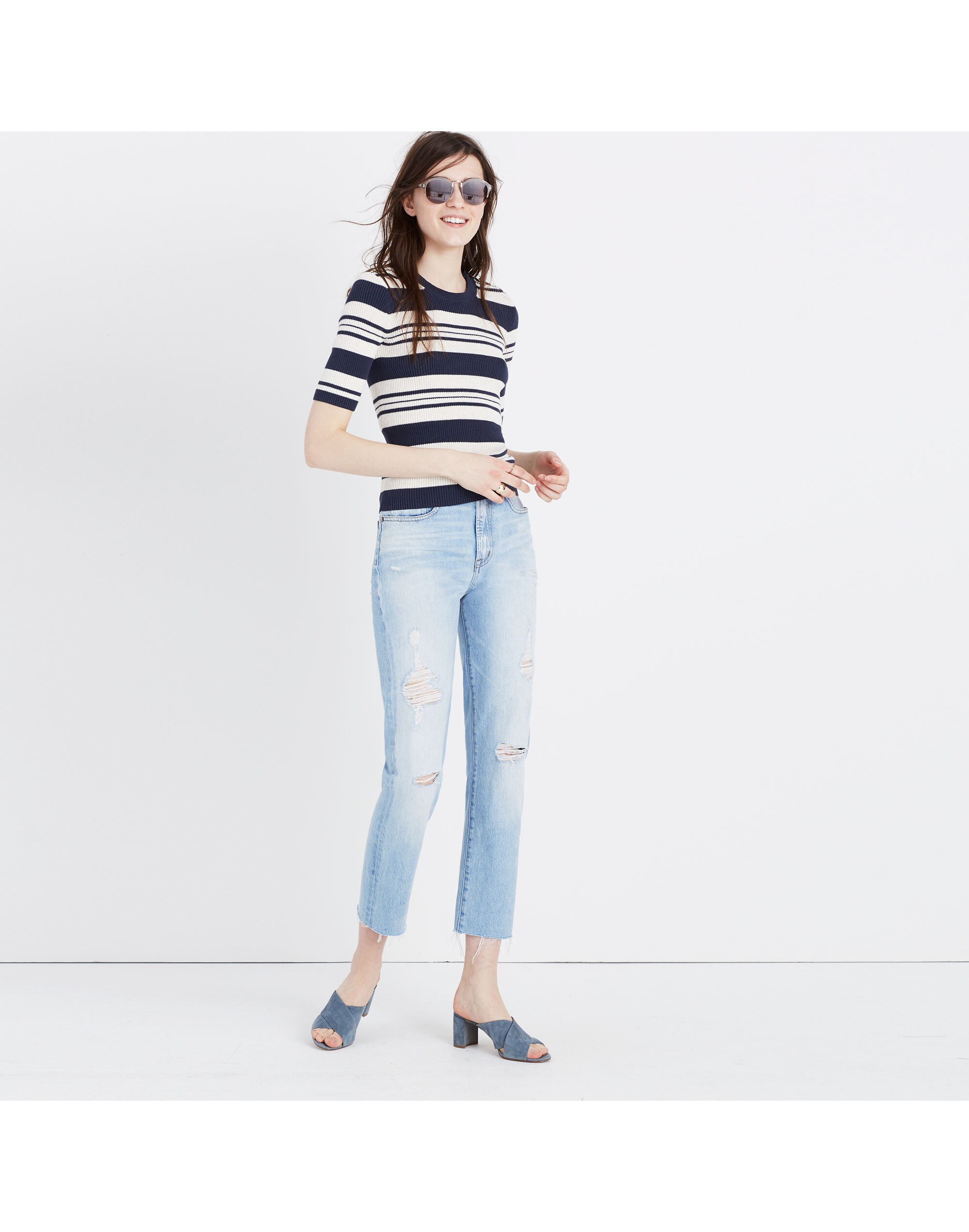 Ribbed Sweater Top in Stripe