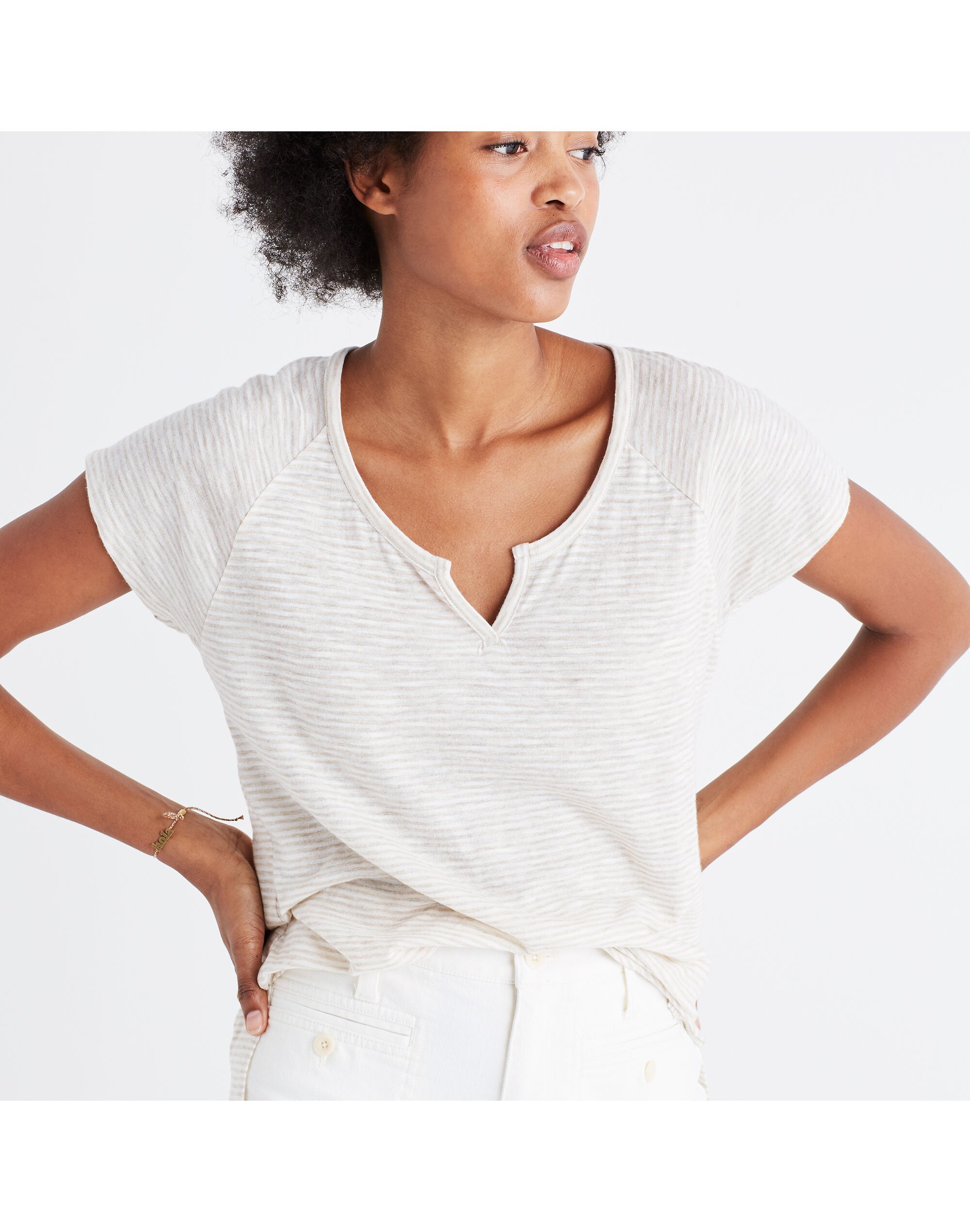 Choral Split-Neck Tee in Highsmith Stripe