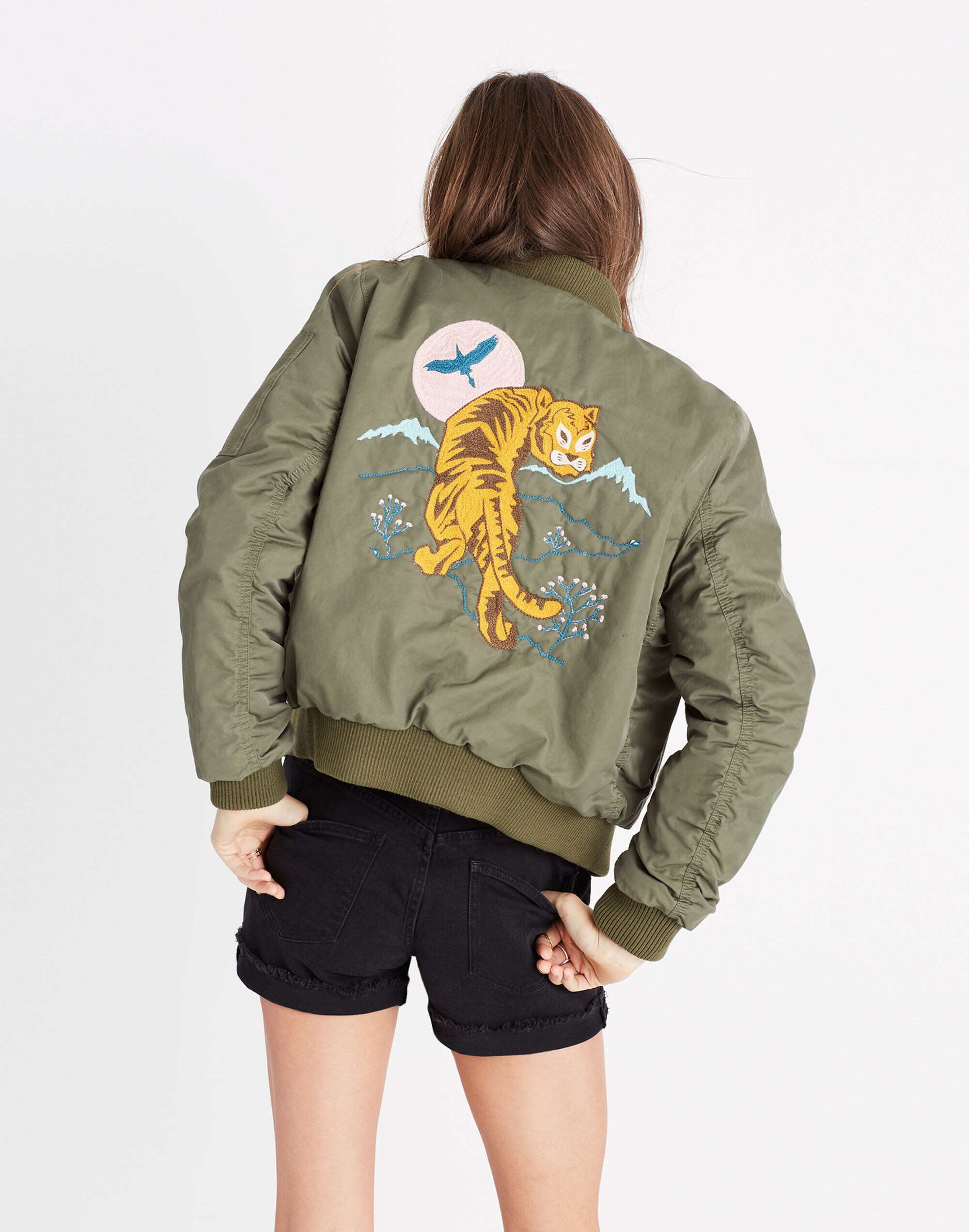 madewell x ft. lonesome&trade; embroidered bomber jacket