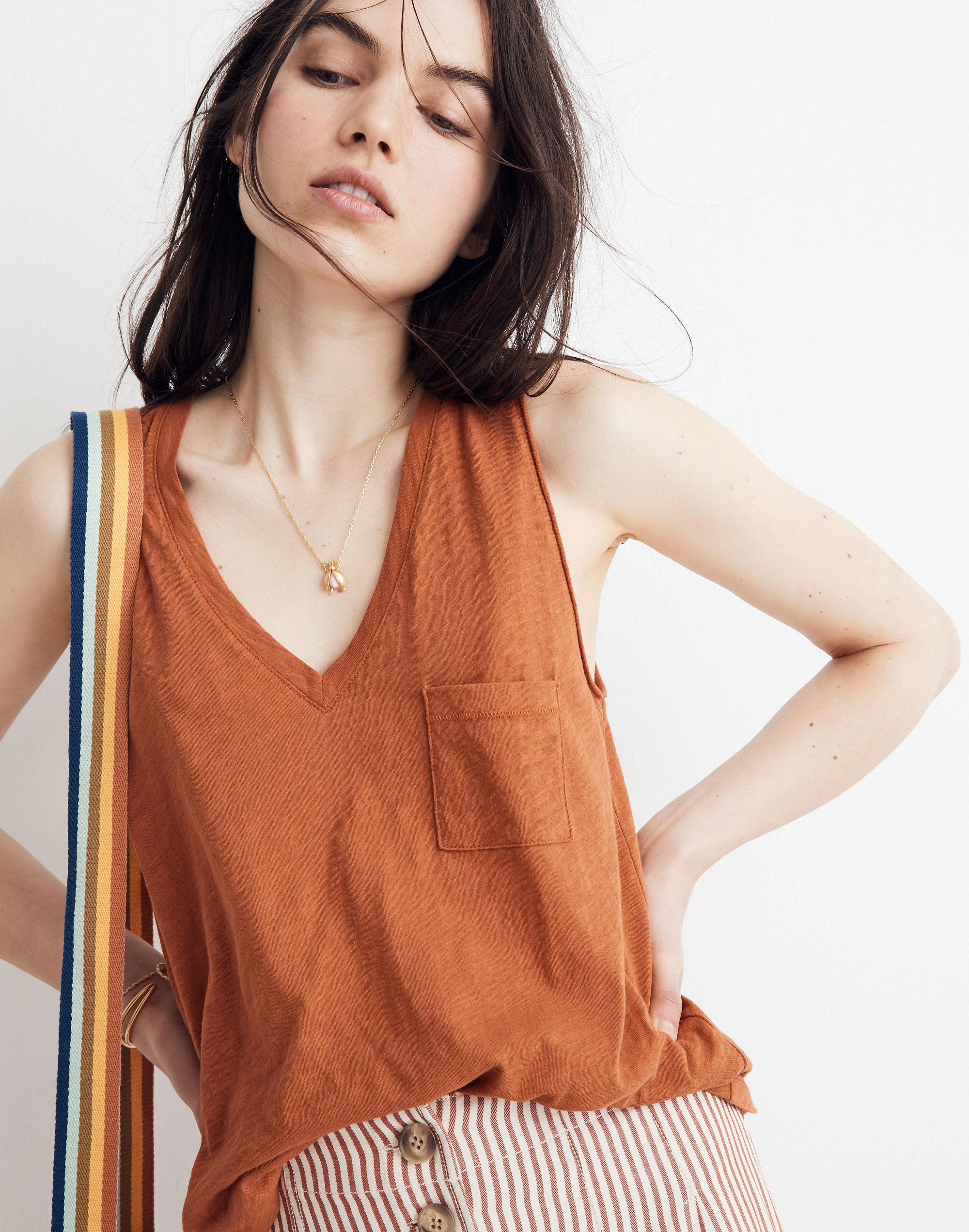 Whisper Cotton V-Neck Pocket Tank