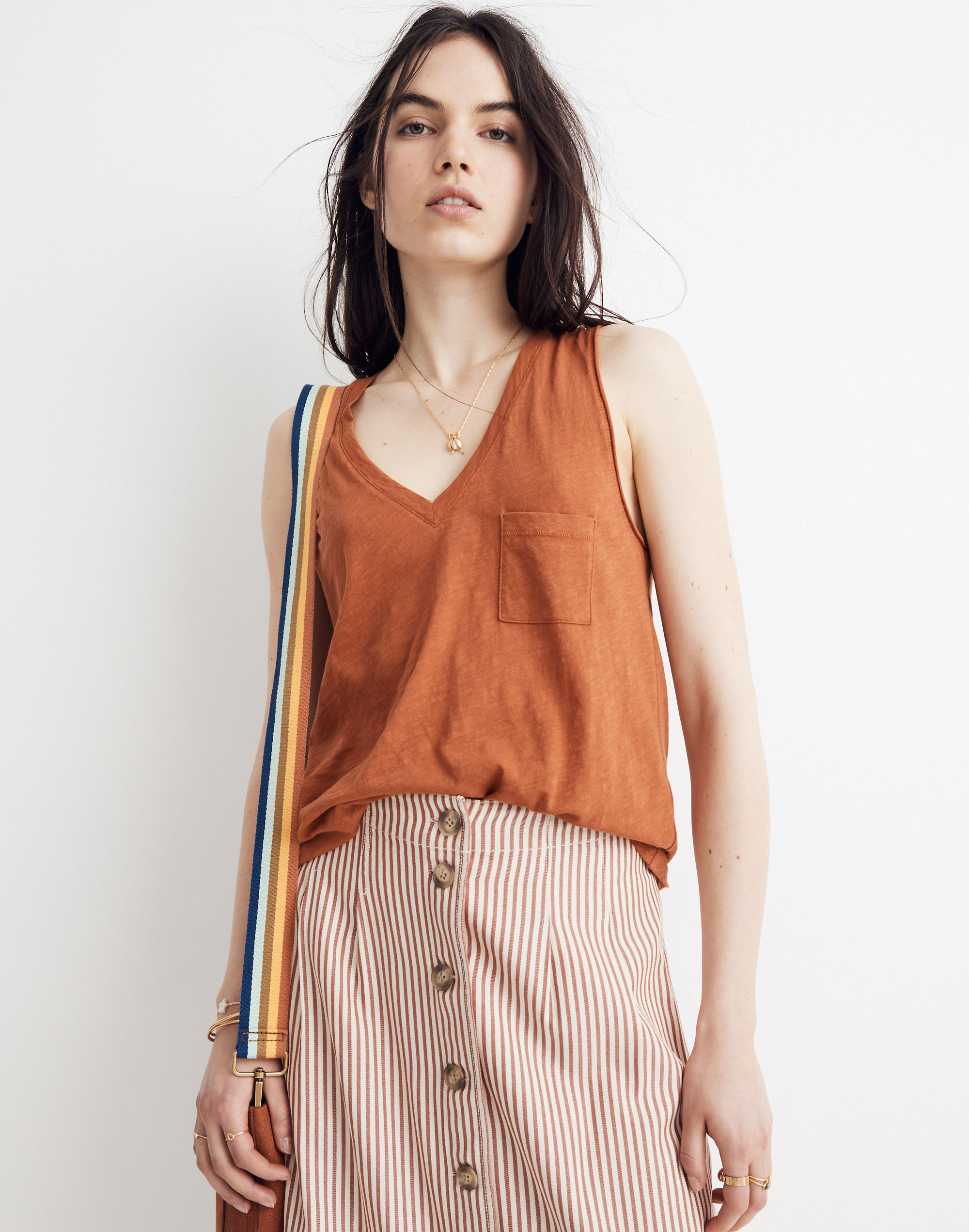 Whisper Cotton V-Neck Pocket Tank