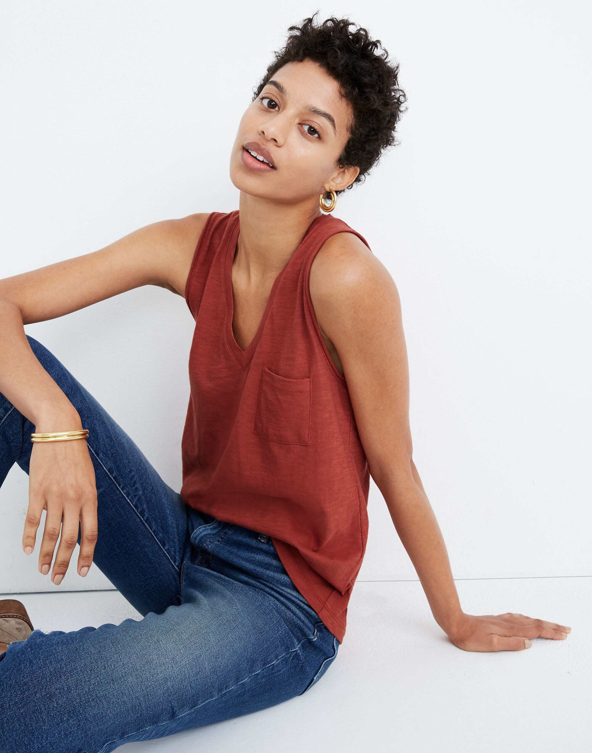 Whisper Cotton V-Neck Pocket Tank