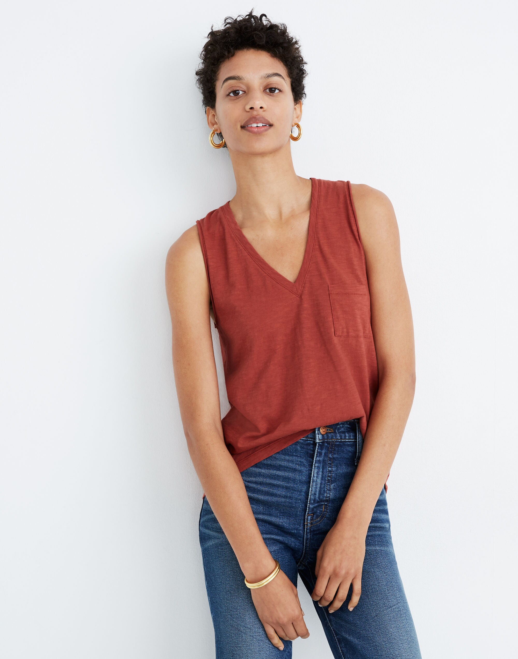 Whisper Cotton V-Neck Pocket Tank