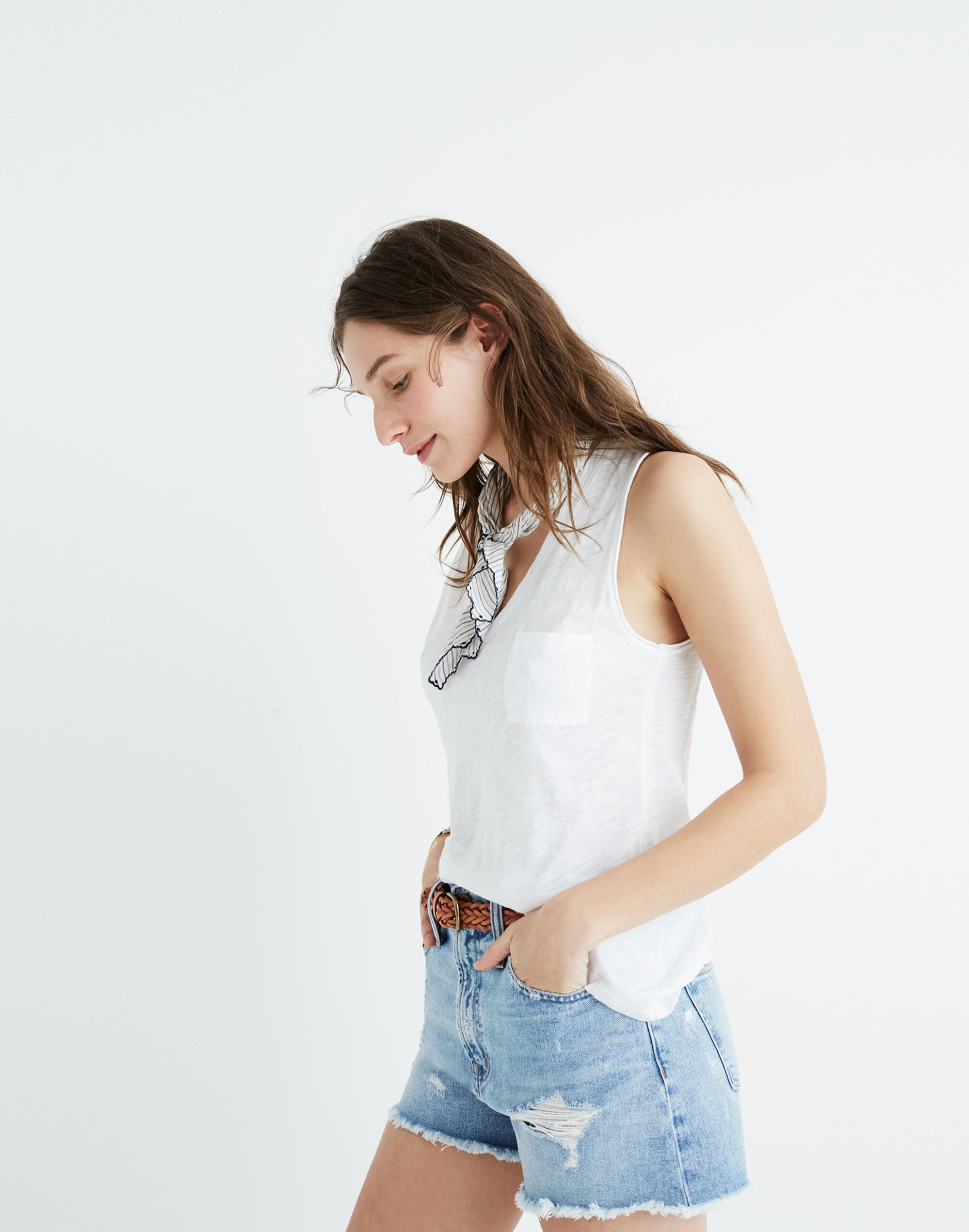 Whisper Cotton V-Neck Pocket Tank