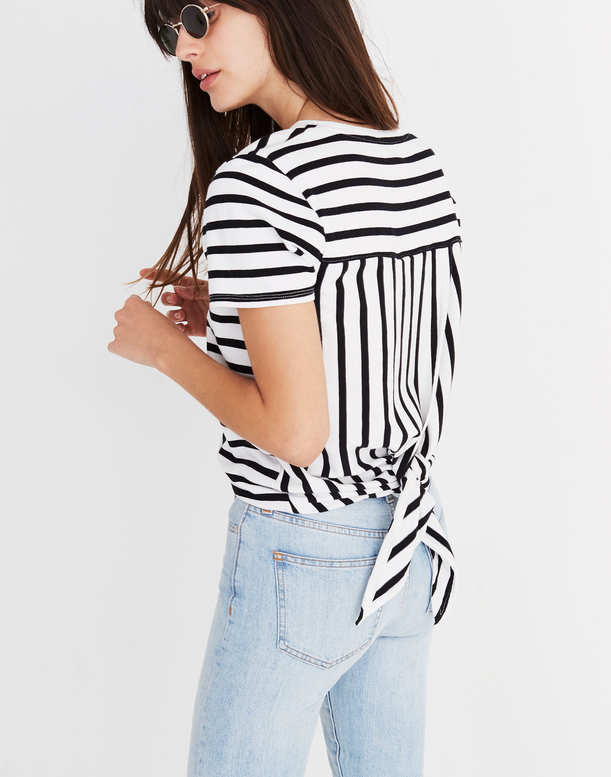 Striped Tie-Back Tee