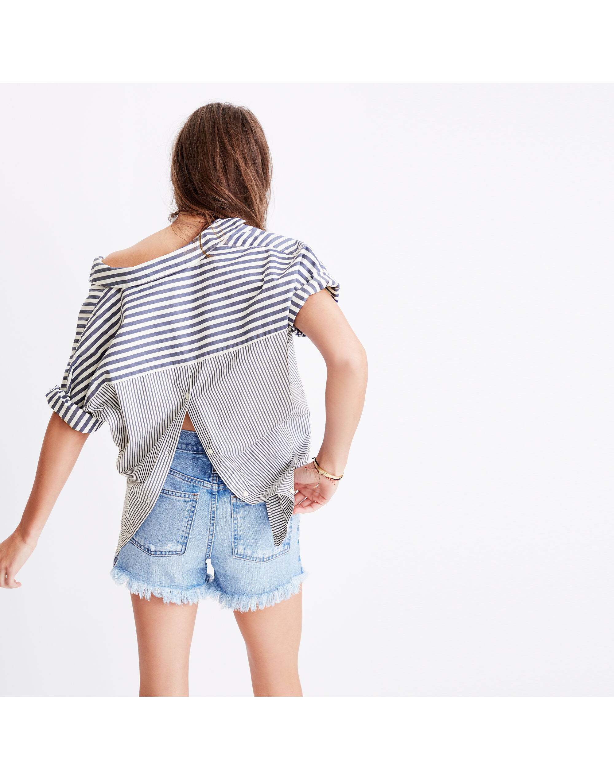 Courier Button-Back Shirt in Stripe Mix