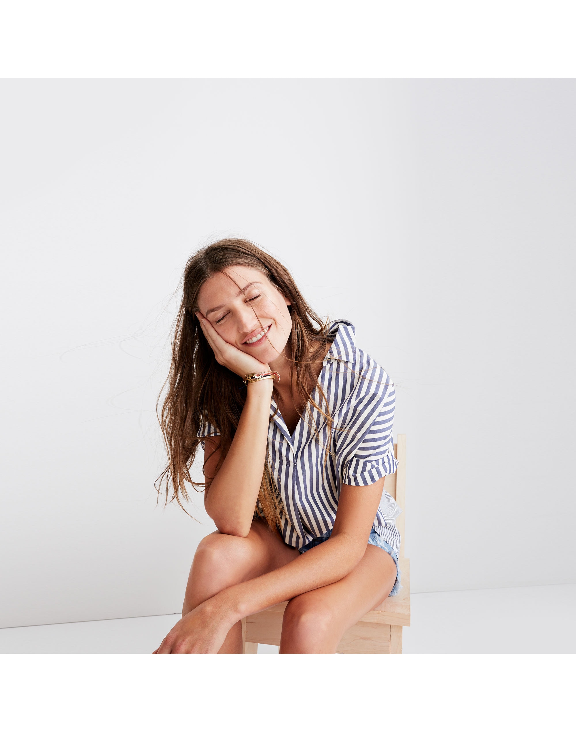 Courier Button-Back Shirt in Stripe Mix