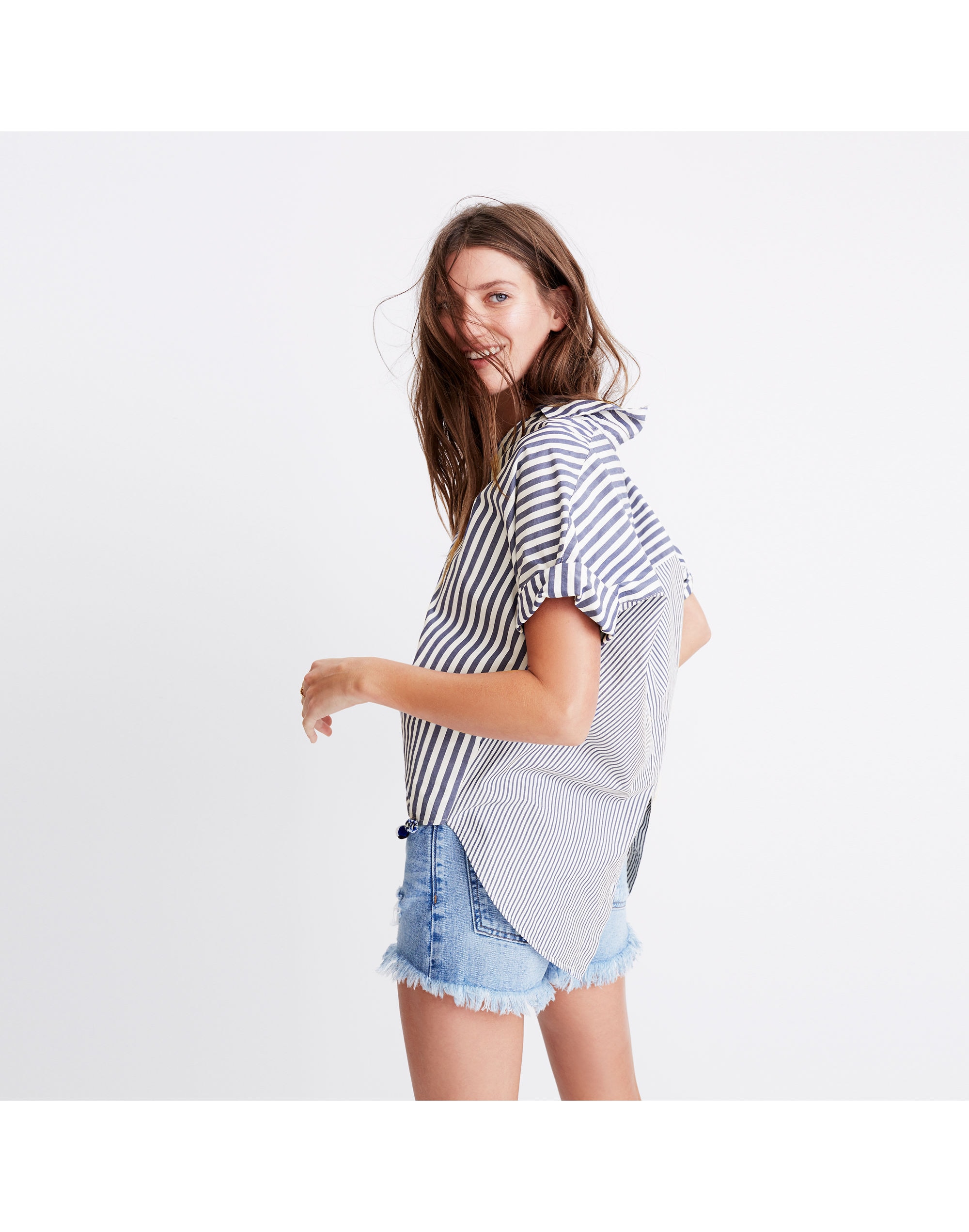 Courier Button-Back Shirt in Stripe Mix