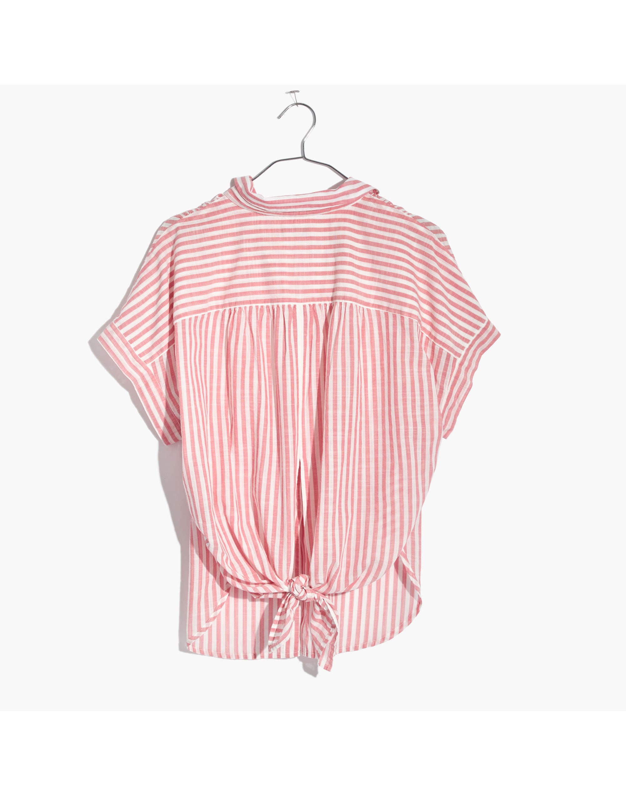 Central Tie-Back Shirt in Rose Stripe