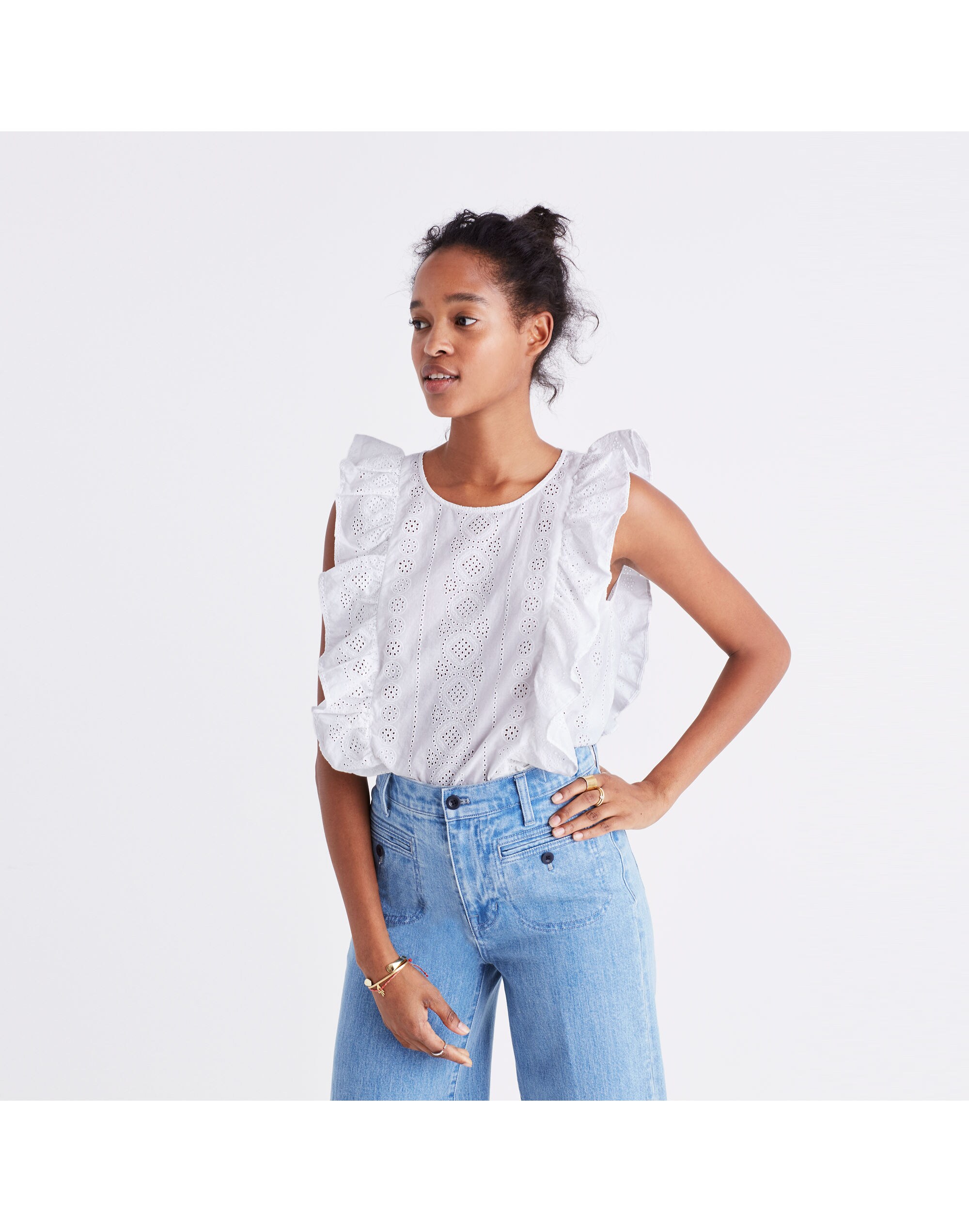 Eyelet Bellflower Ruffle Top