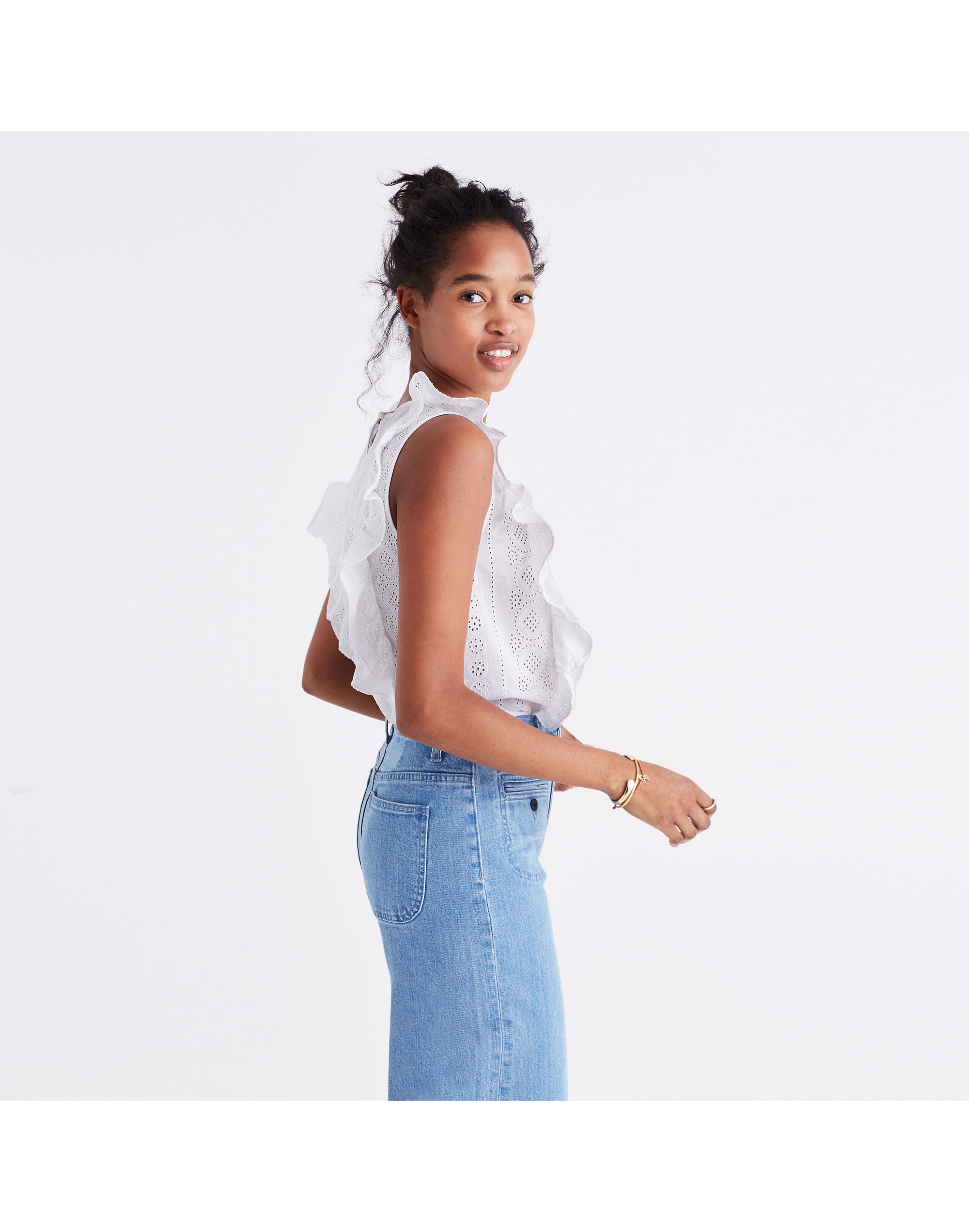 Eyelet Bellflower Ruffle Top