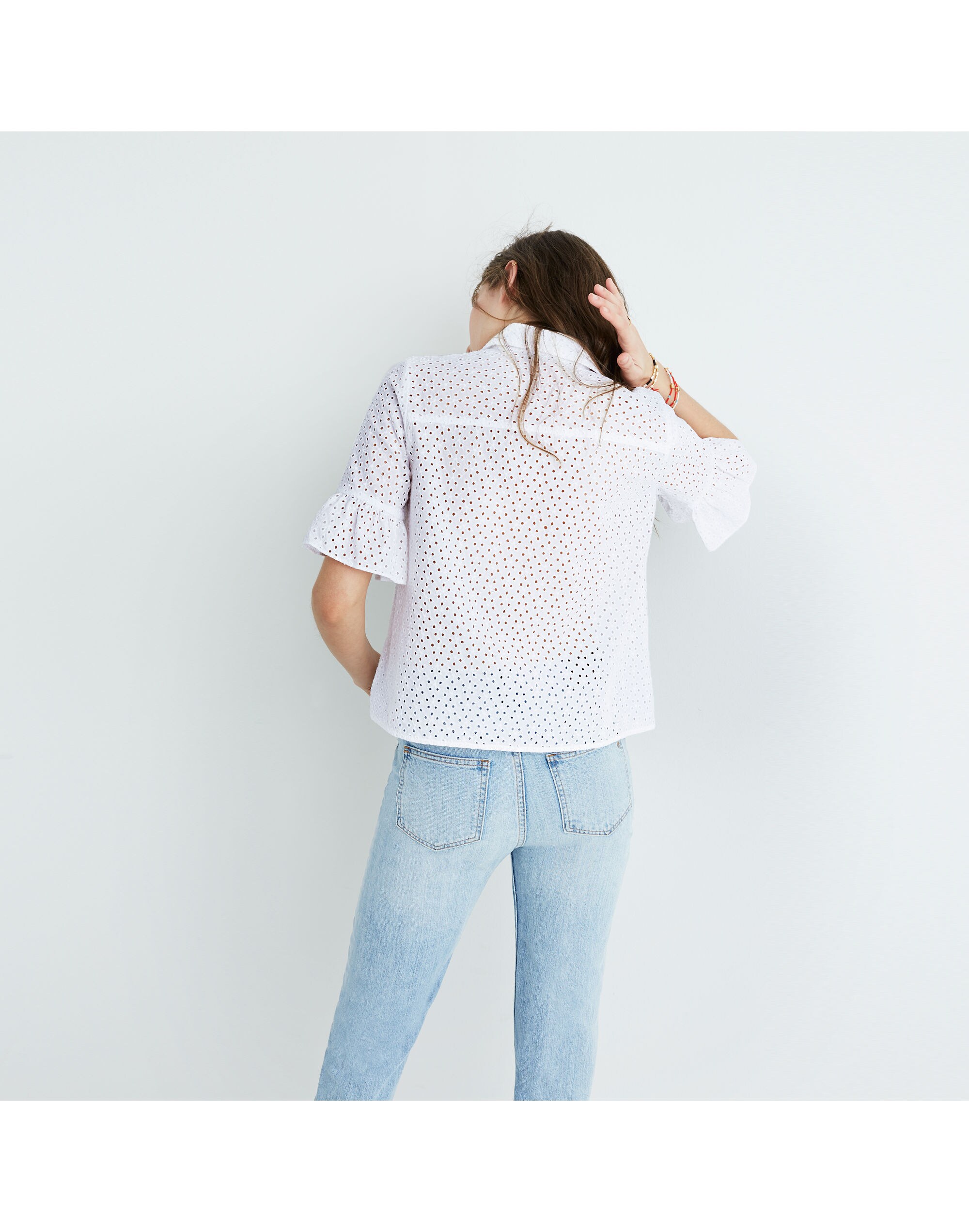 Eyelet Bell-Sleeve Shirt
