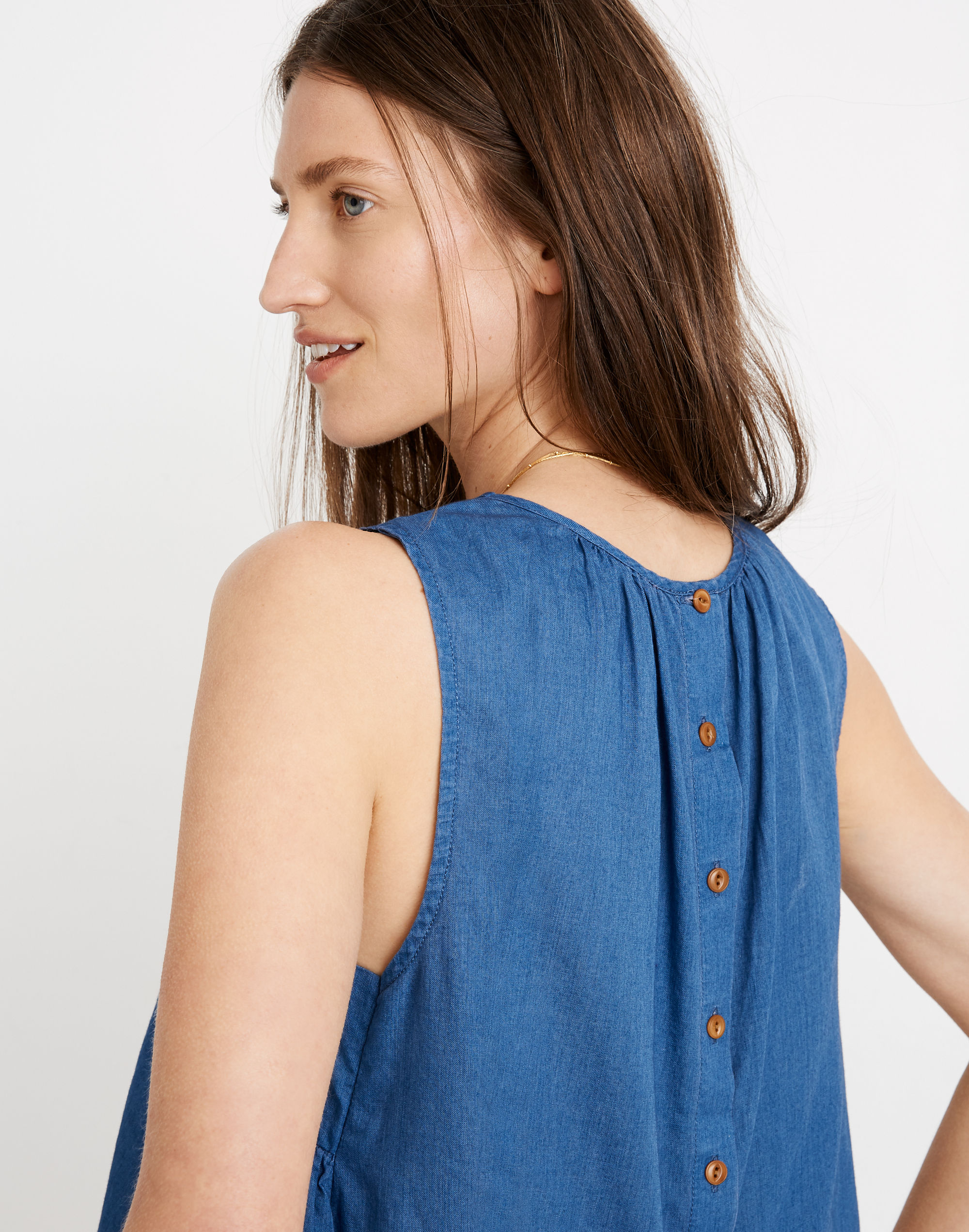 Riverbank Button-Back Top in Indigo