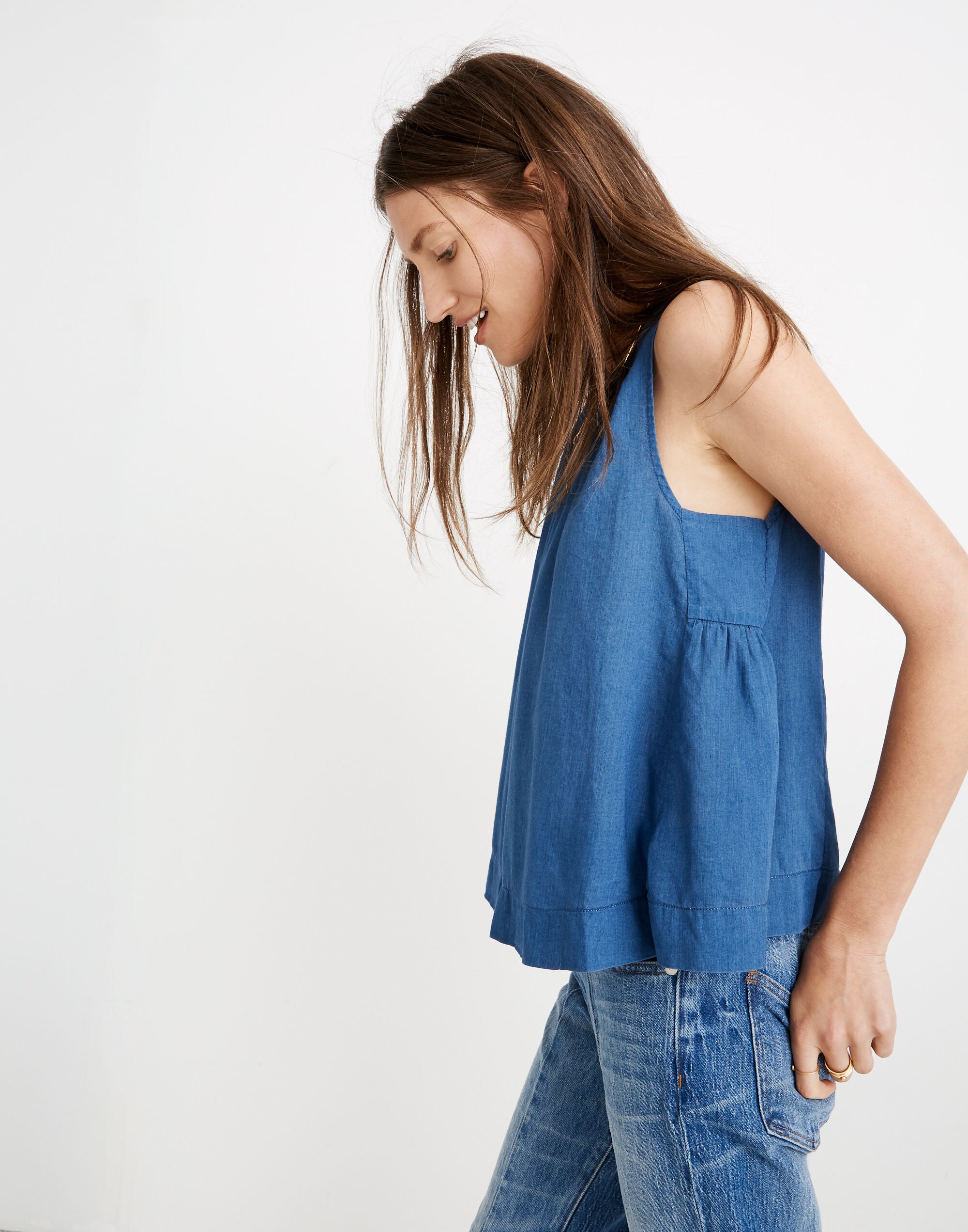 Riverbank Button-Back Top in Indigo