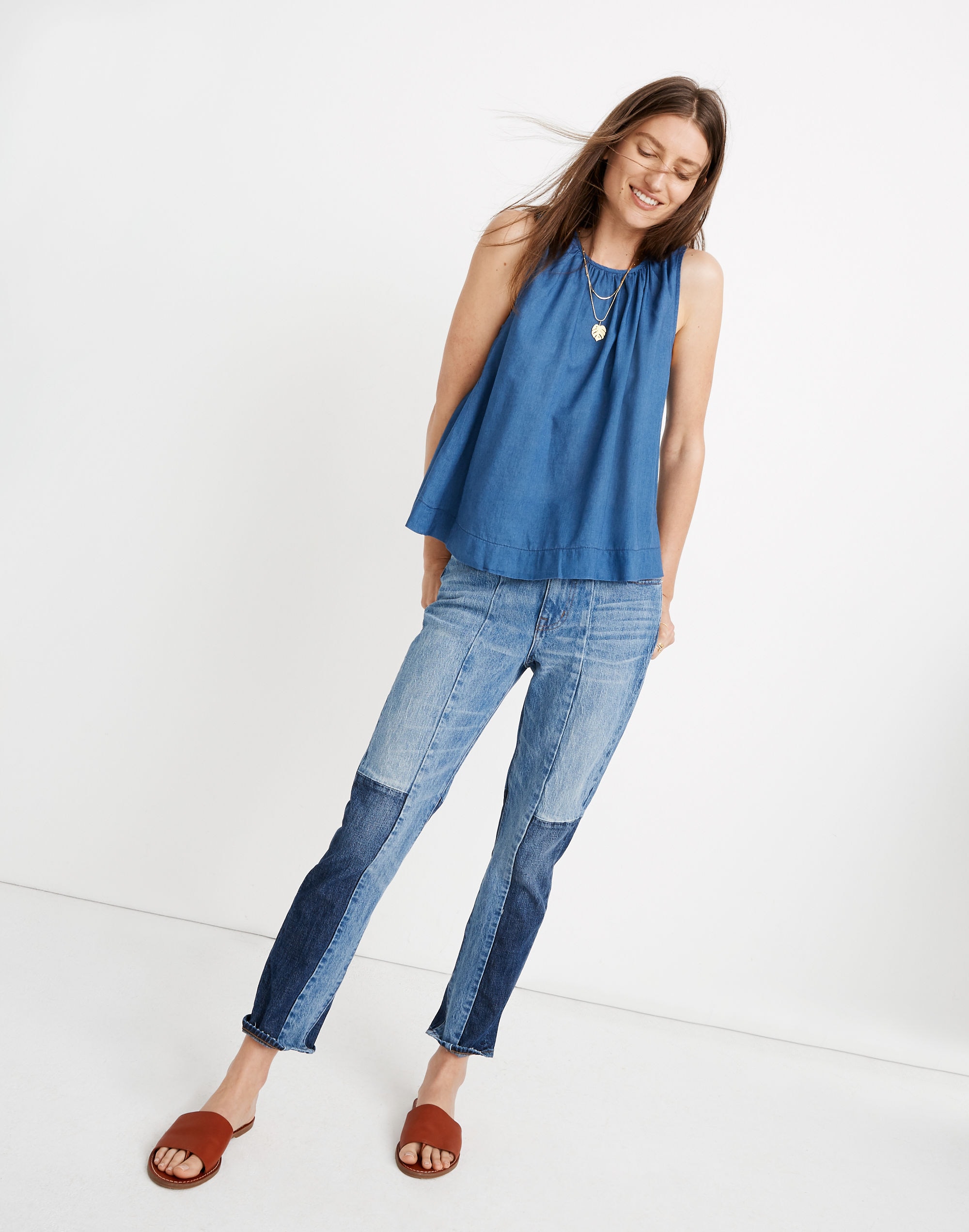 Riverbank Button-Back Top in Indigo