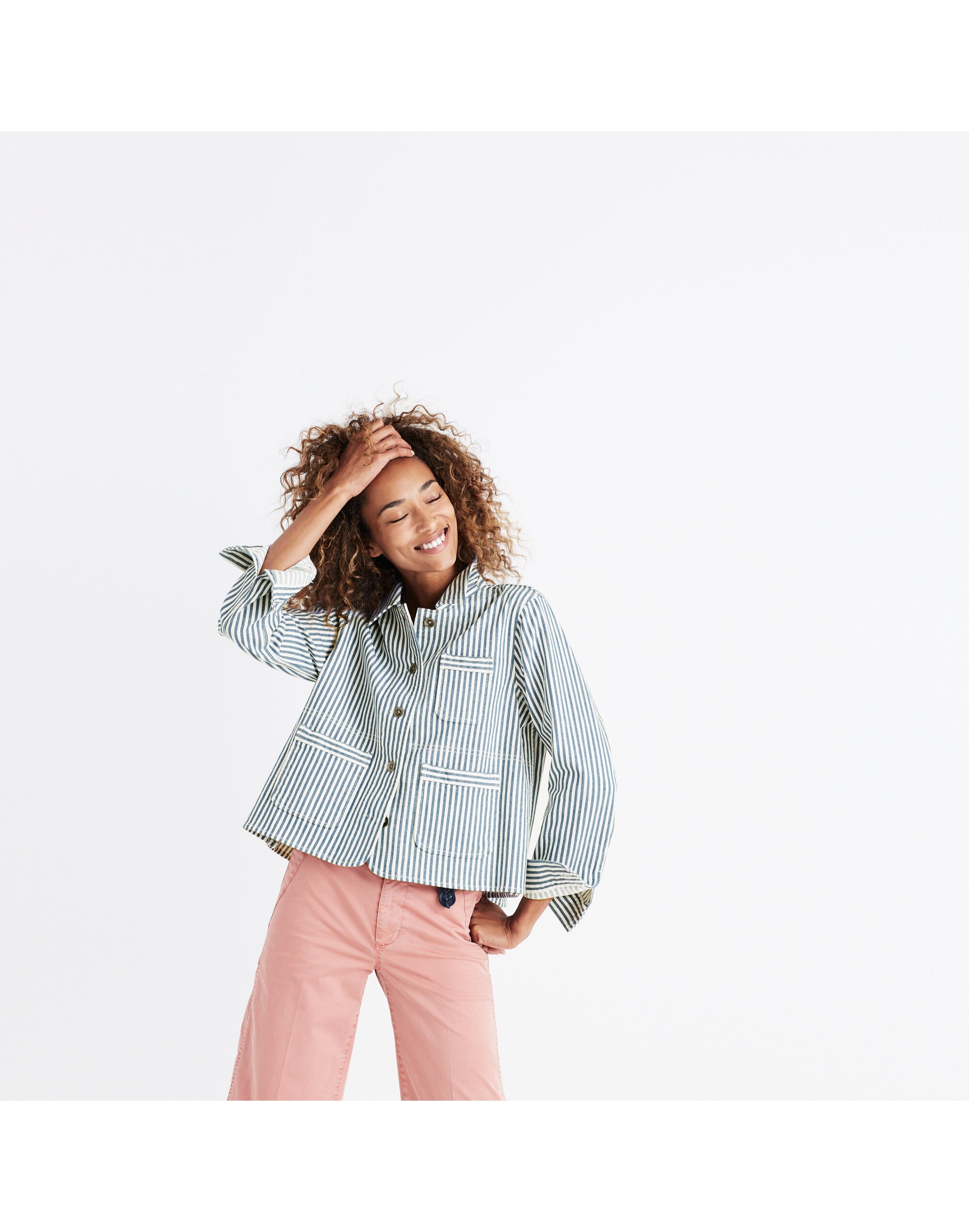 Shrunken Workwear Jacket in Poppy Stripe | Madewell