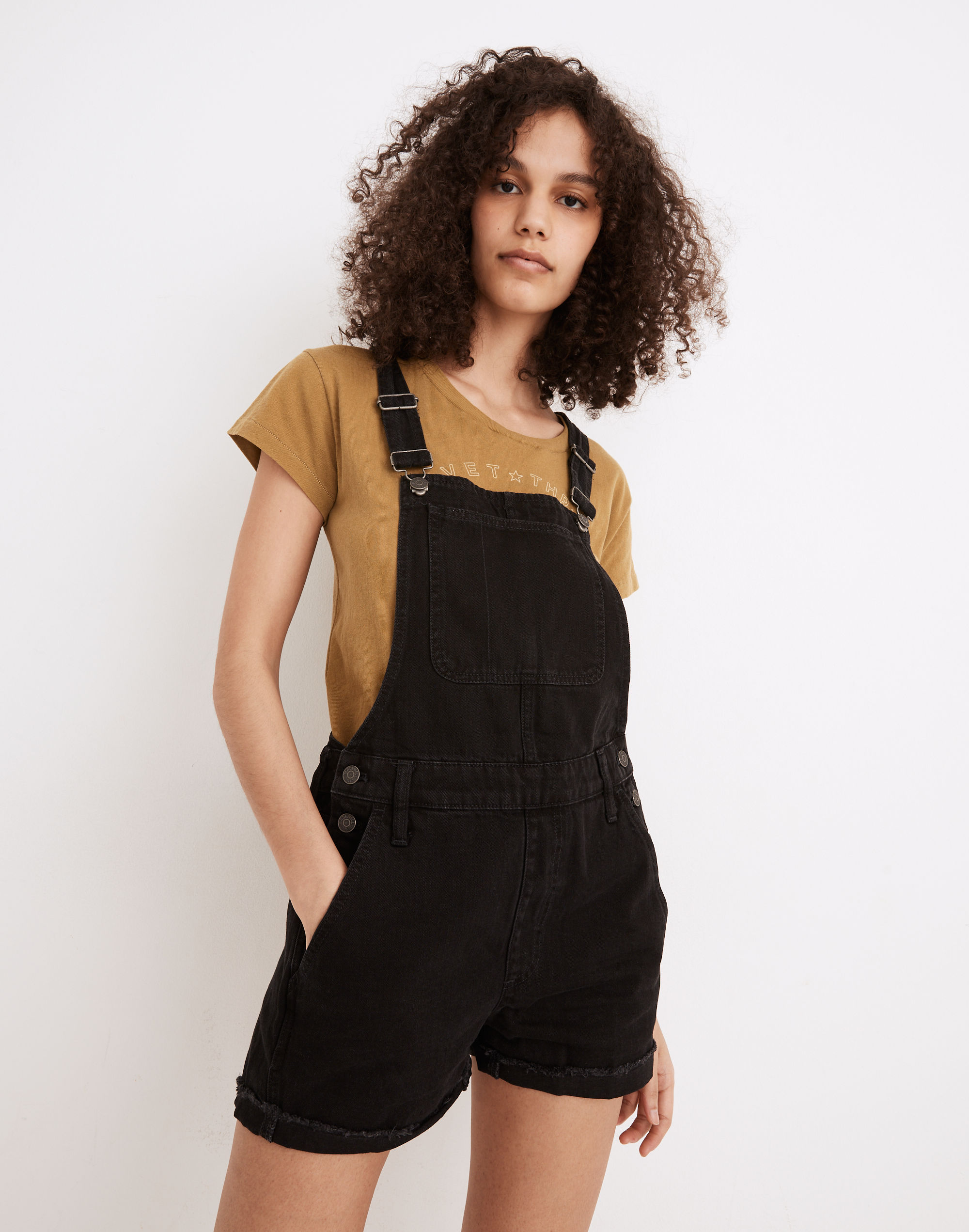 Women's Adirondack Short Overalls in Washed Black