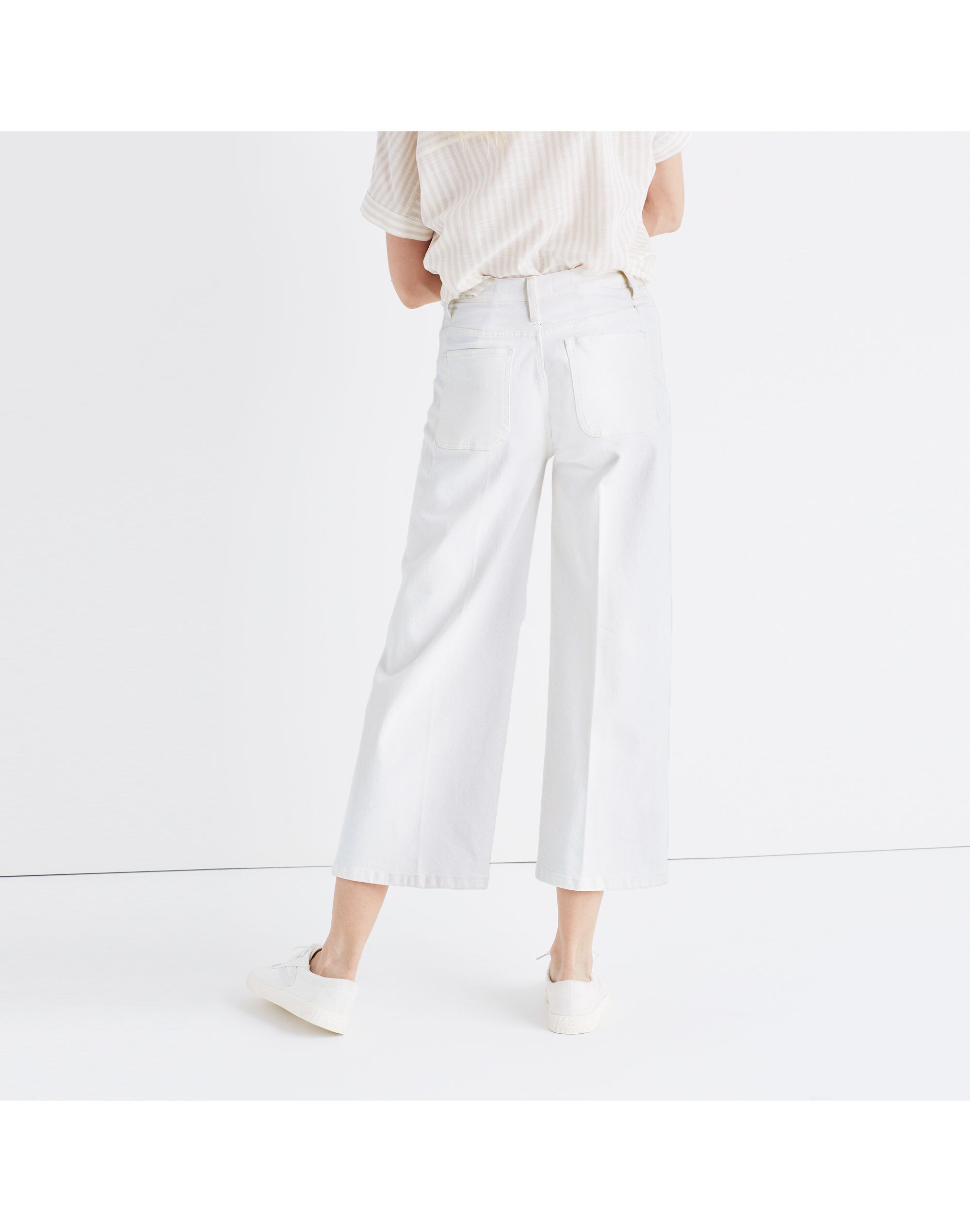 Wide-Leg Crop Jeans in Ecru: Welt Pocket Edition
