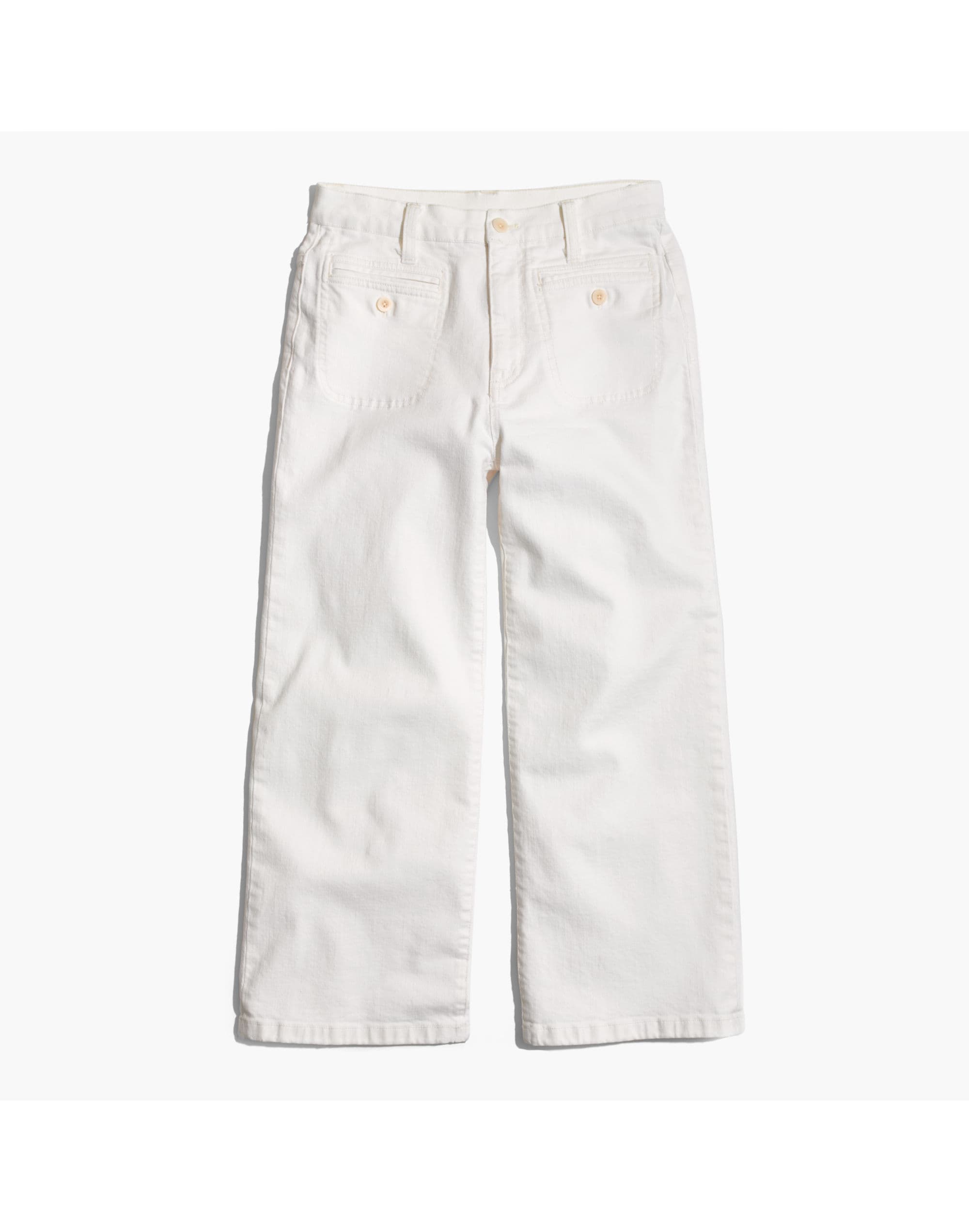 Wide-Leg Crop Jeans in Ecru: Welt Pocket Edition