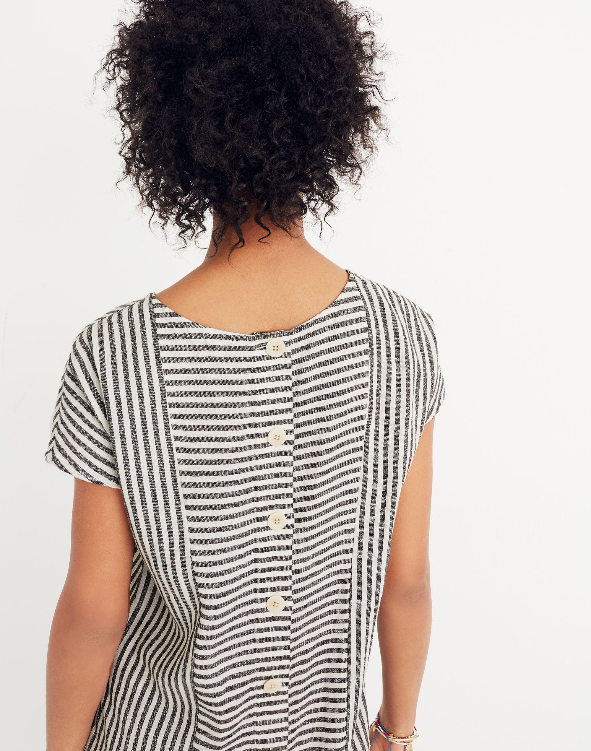 Stripe-Play Button-Back Tee Dress