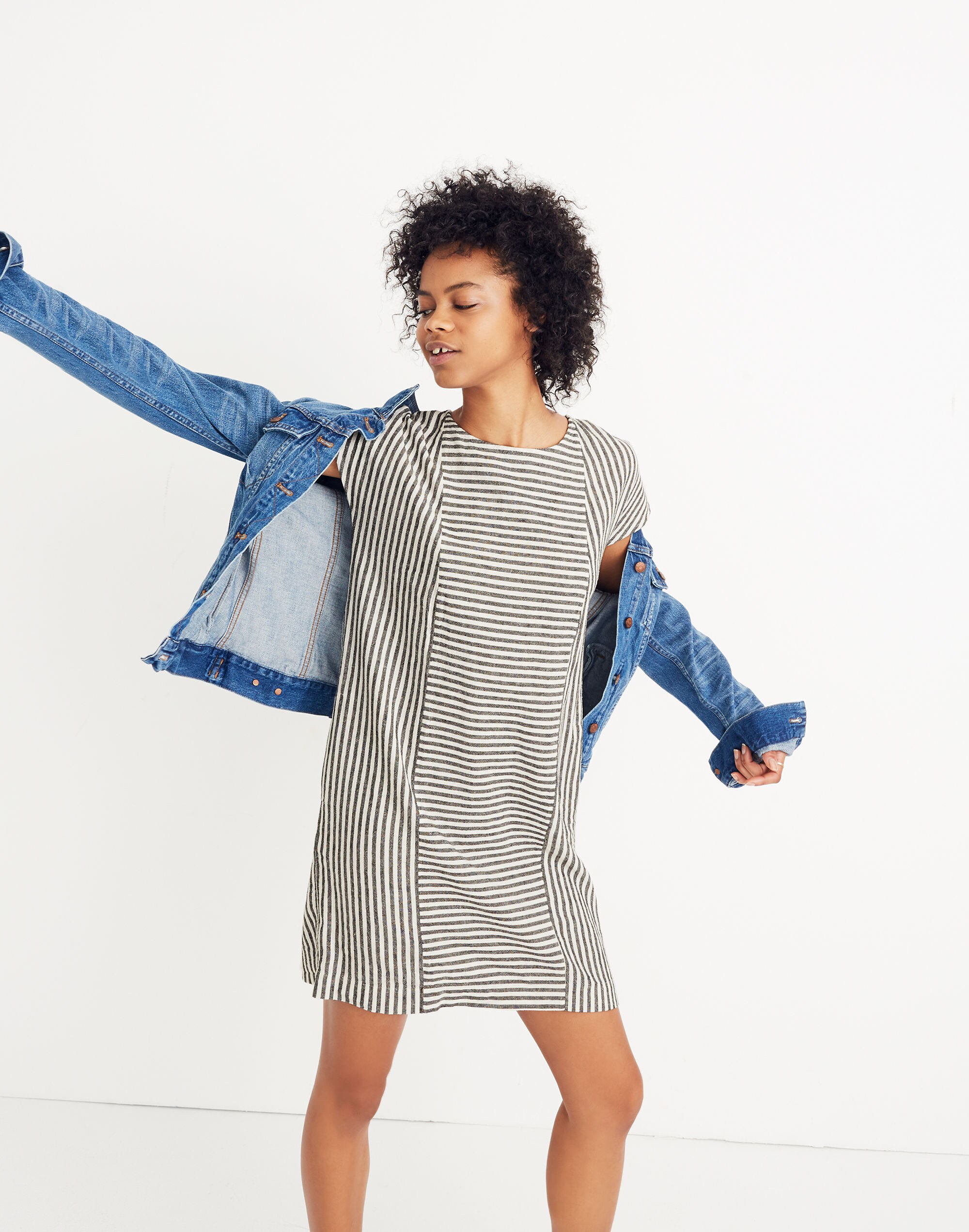 Stripe-Play Button-Back Tee Dress