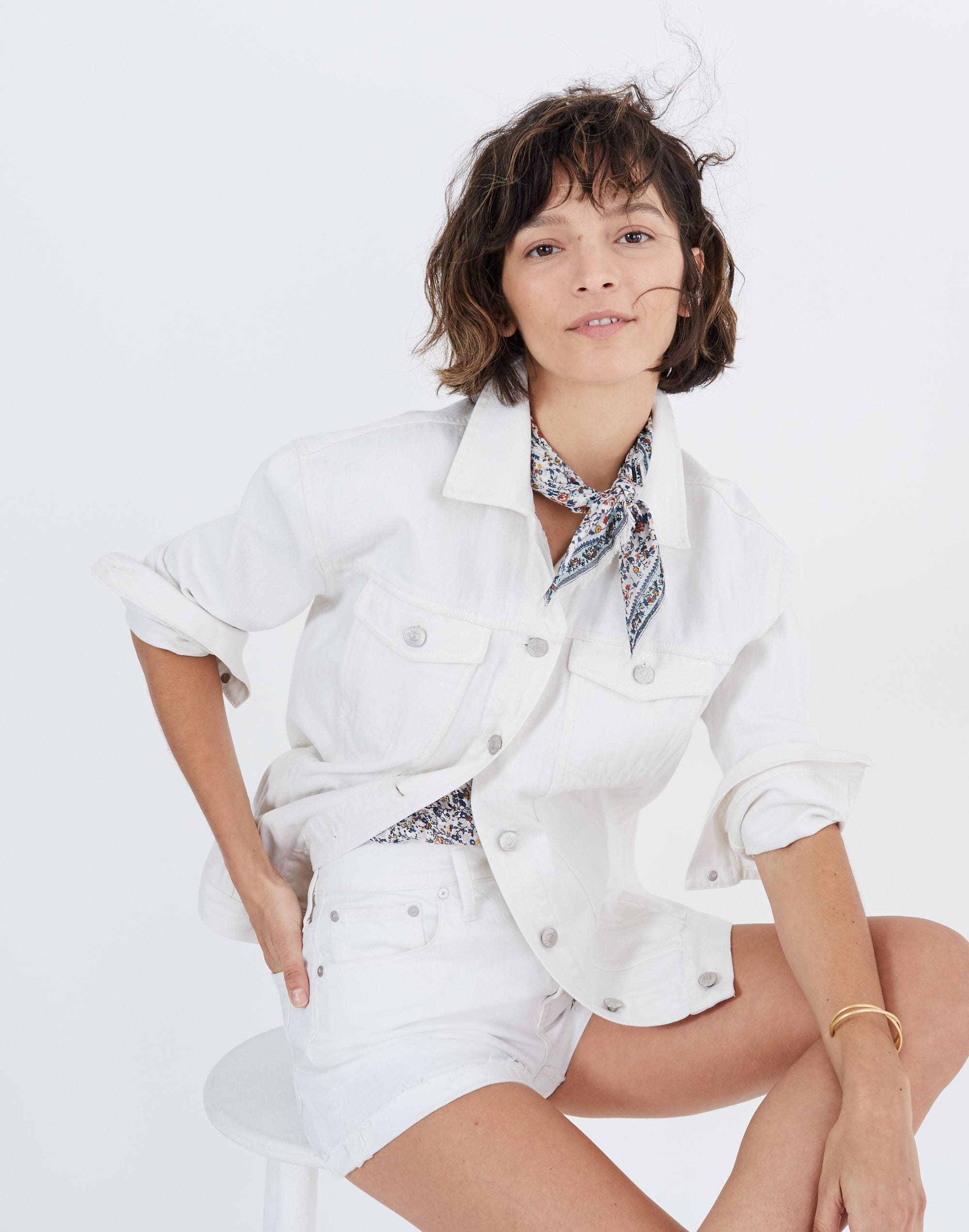 The Oversized Jean Jacket in Tile White