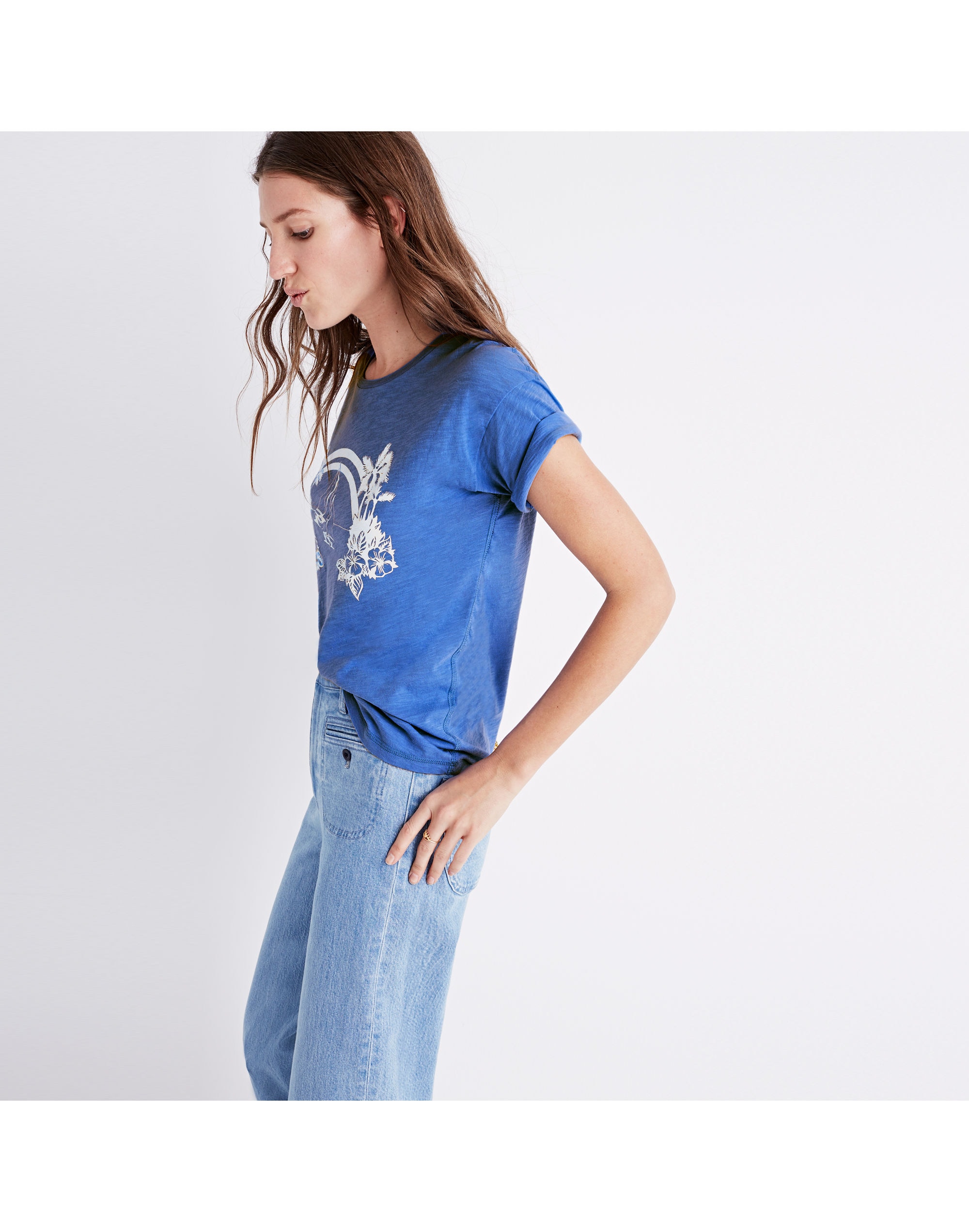 Whisper Cotton Tropical Souvenir Crewneck Tee