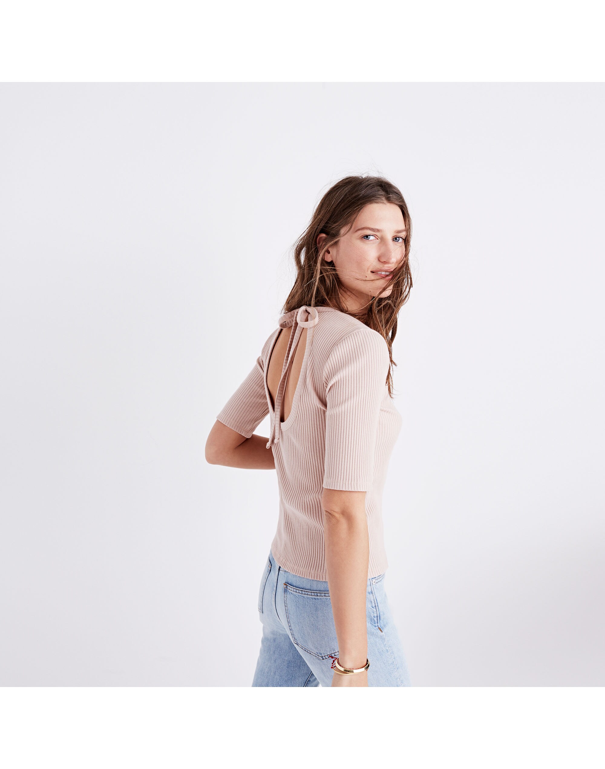 Ribbed Open-Back Top