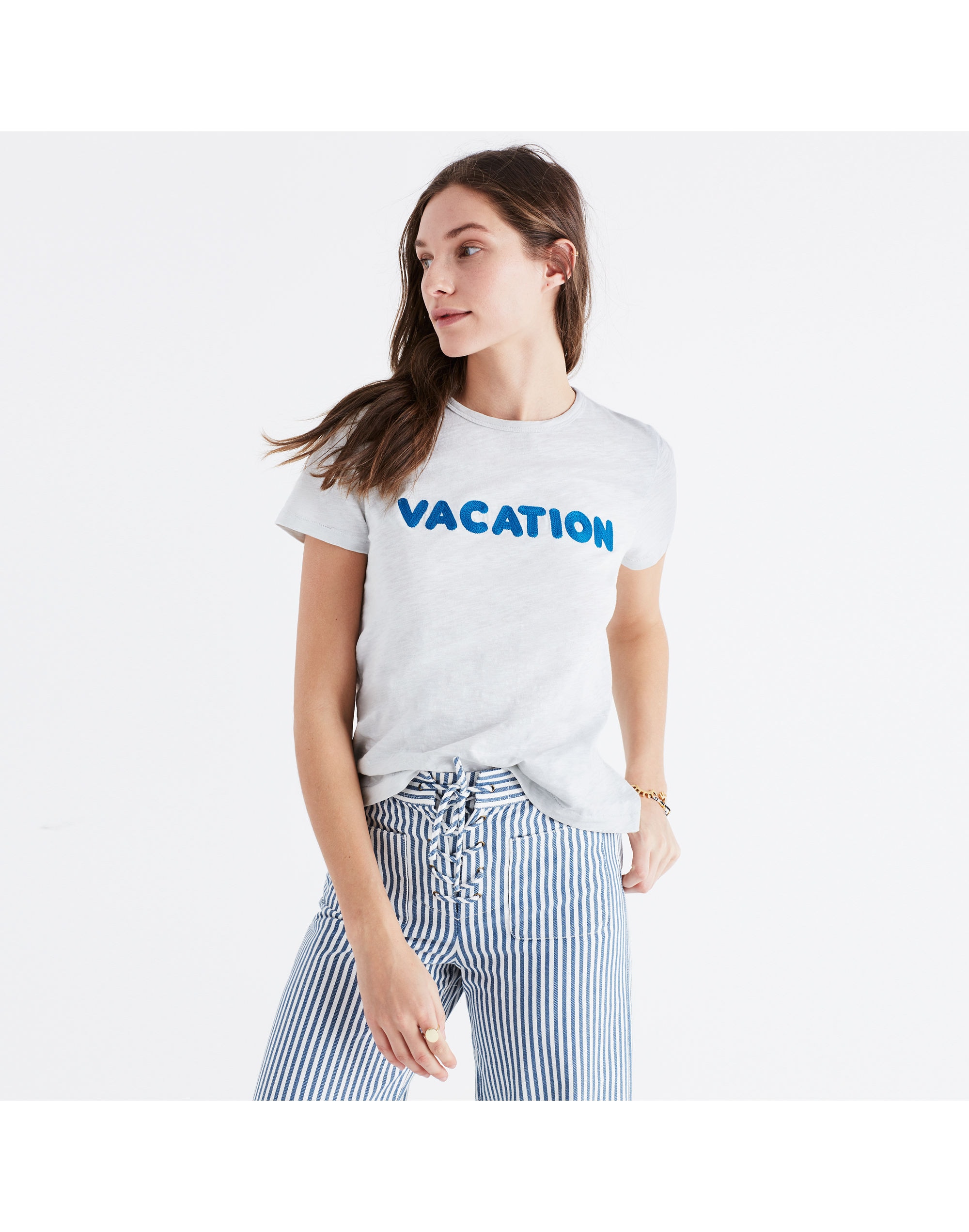 embroidered vacation tee