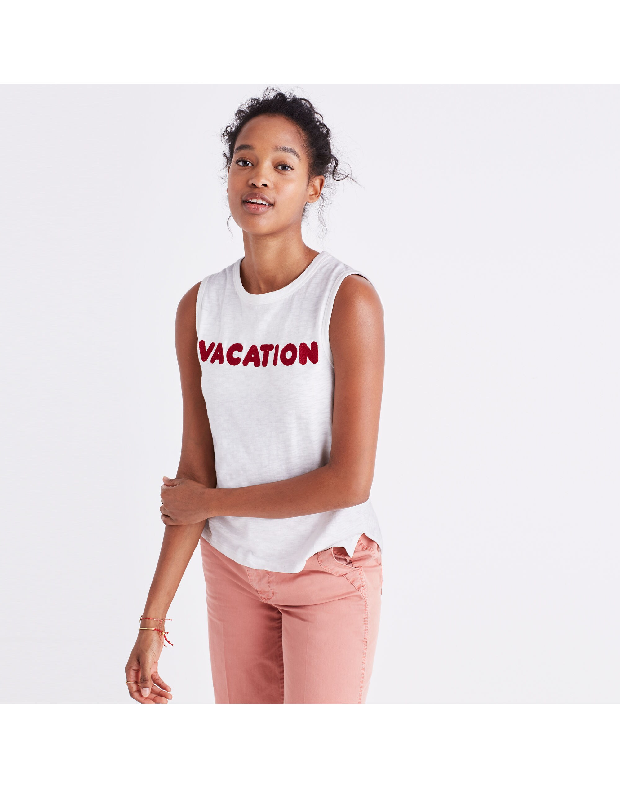 Embroidered Vacation Tank Top