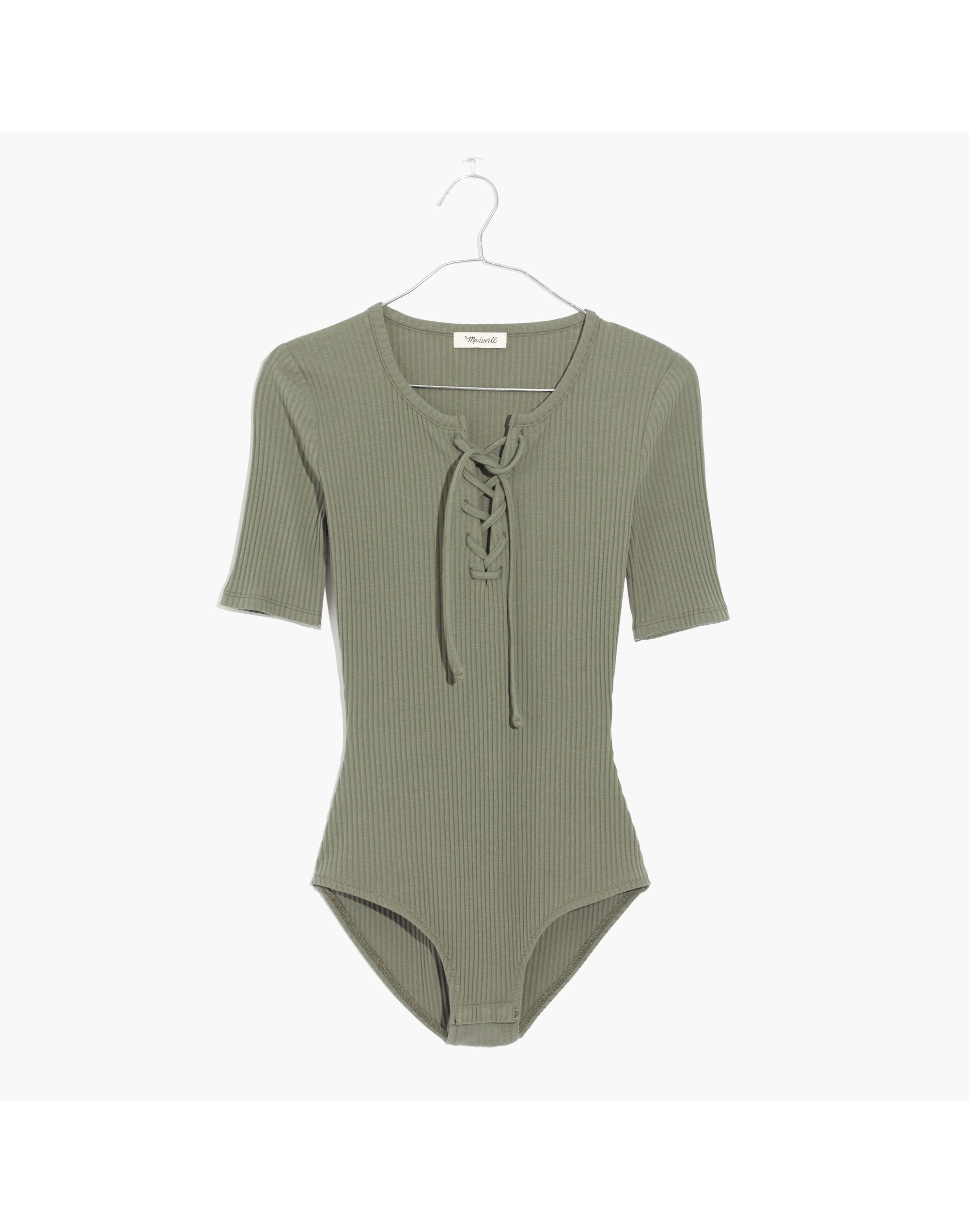 ribbed lace-up bodysuit