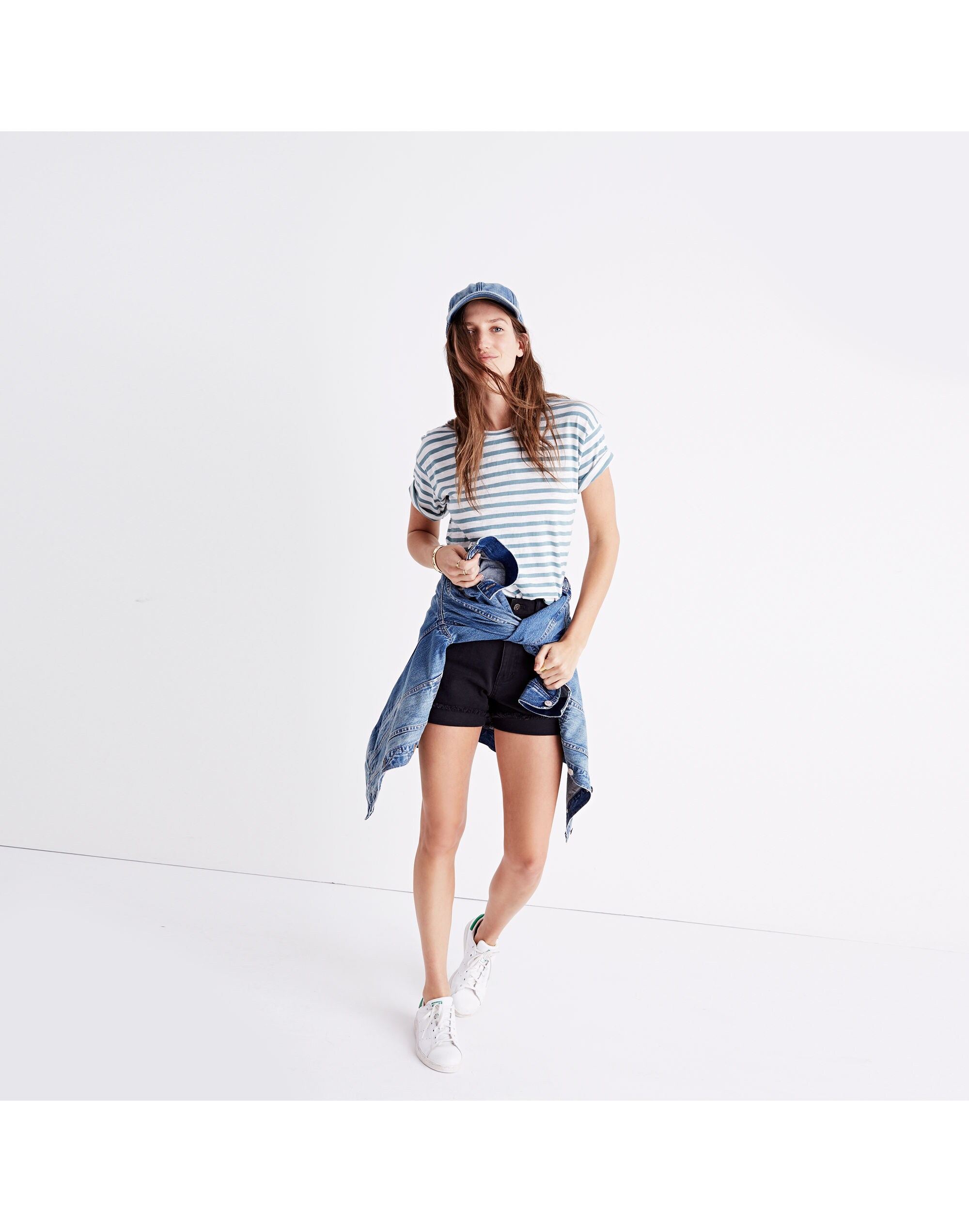 Whisper Cotton Crewneck Tee in Joey Stripe