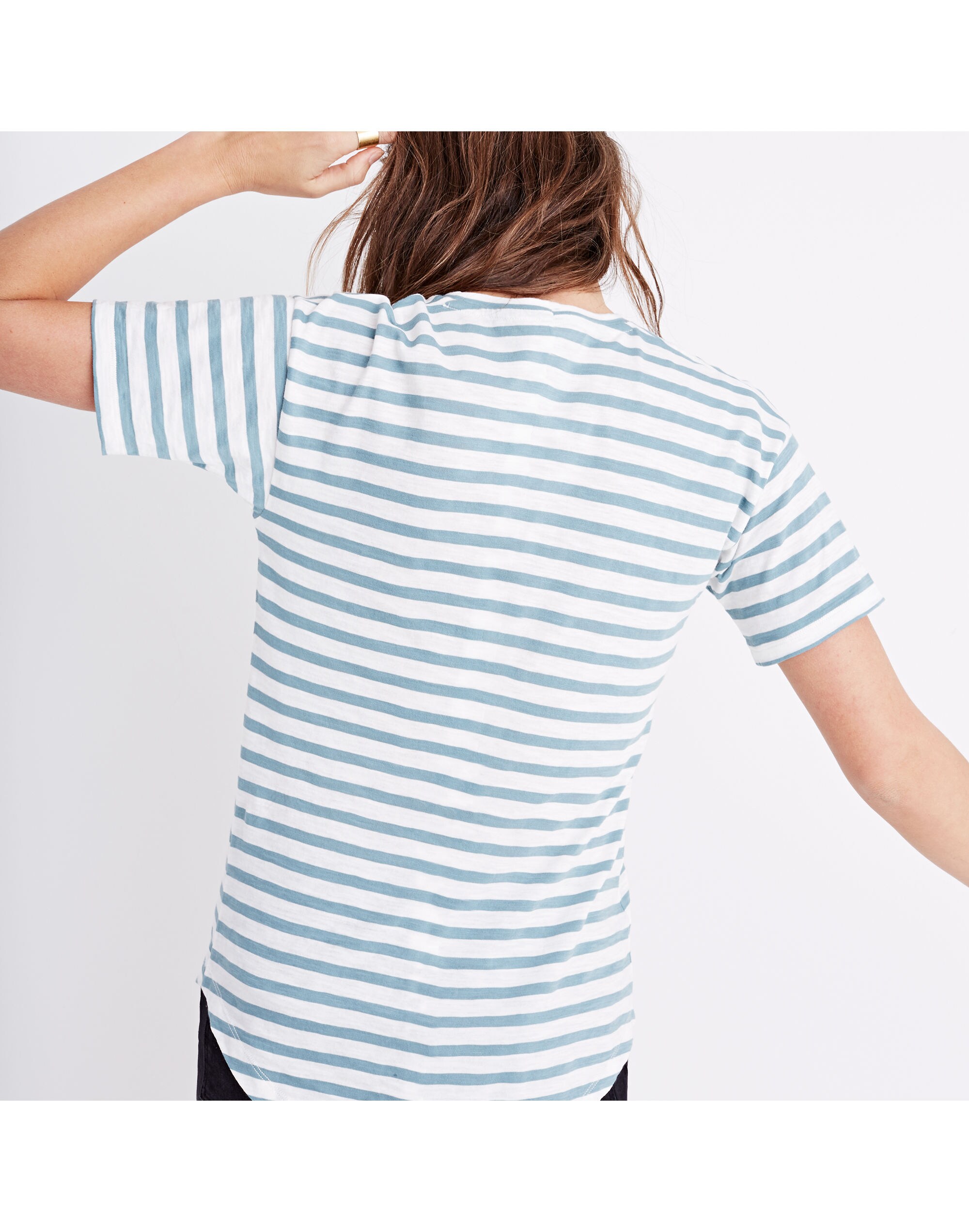 Whisper Cotton Crewneck Tee in Joey Stripe