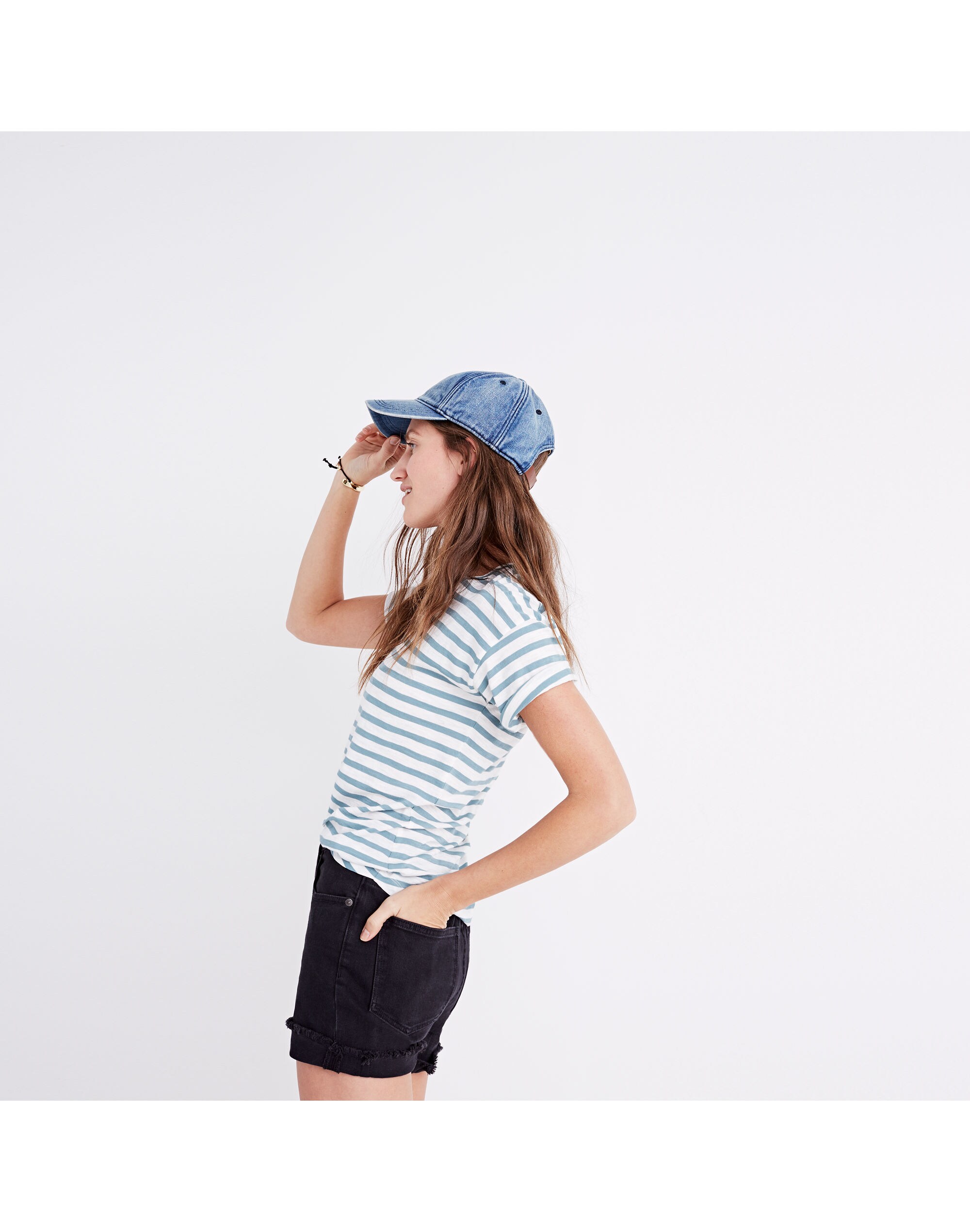 Whisper Cotton Crewneck Tee in Joey Stripe