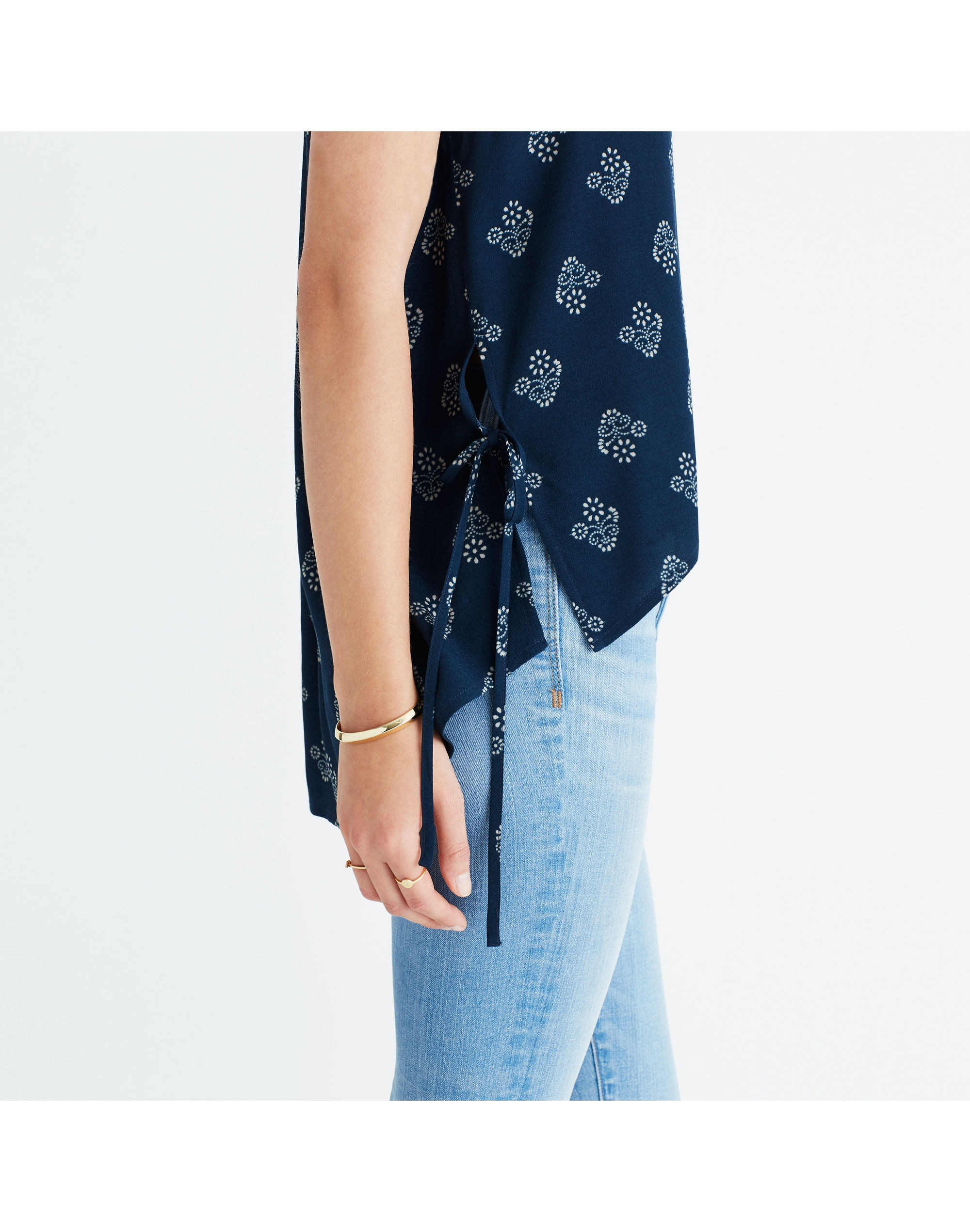 Skylight Side-Tie Top in Flowerstamp