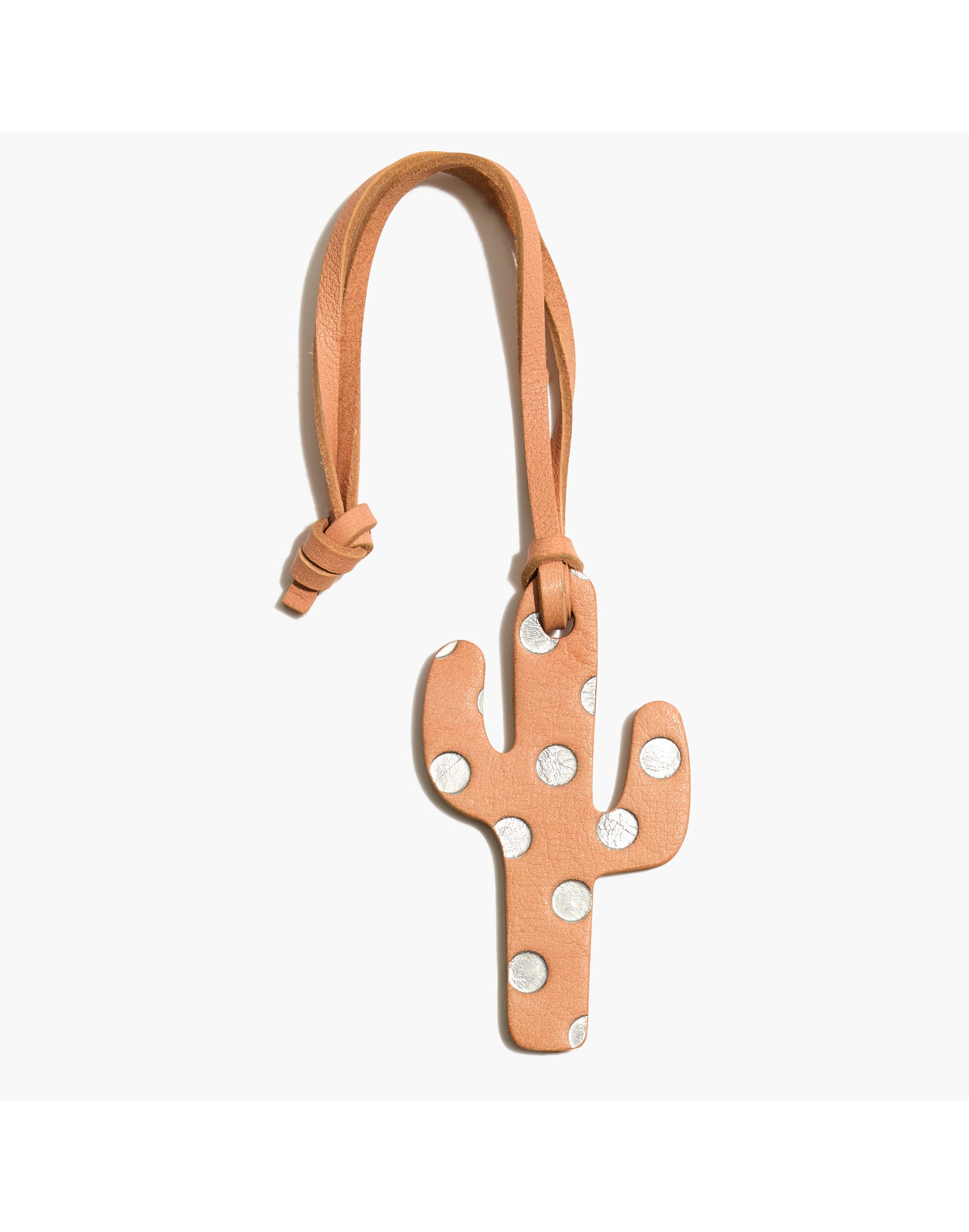 Leather Cactus Bag Tag in Dot