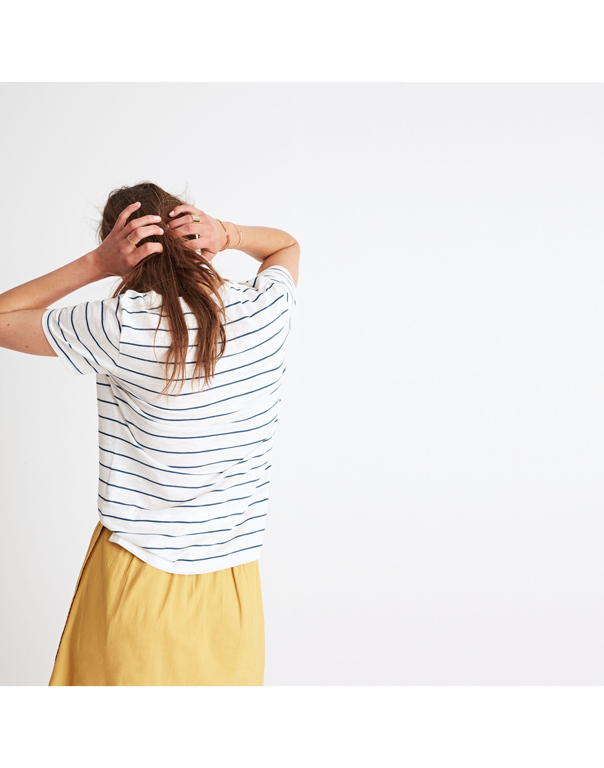 Whisper Cotton V-Neck Pocket Tee in Jarvis Stripe