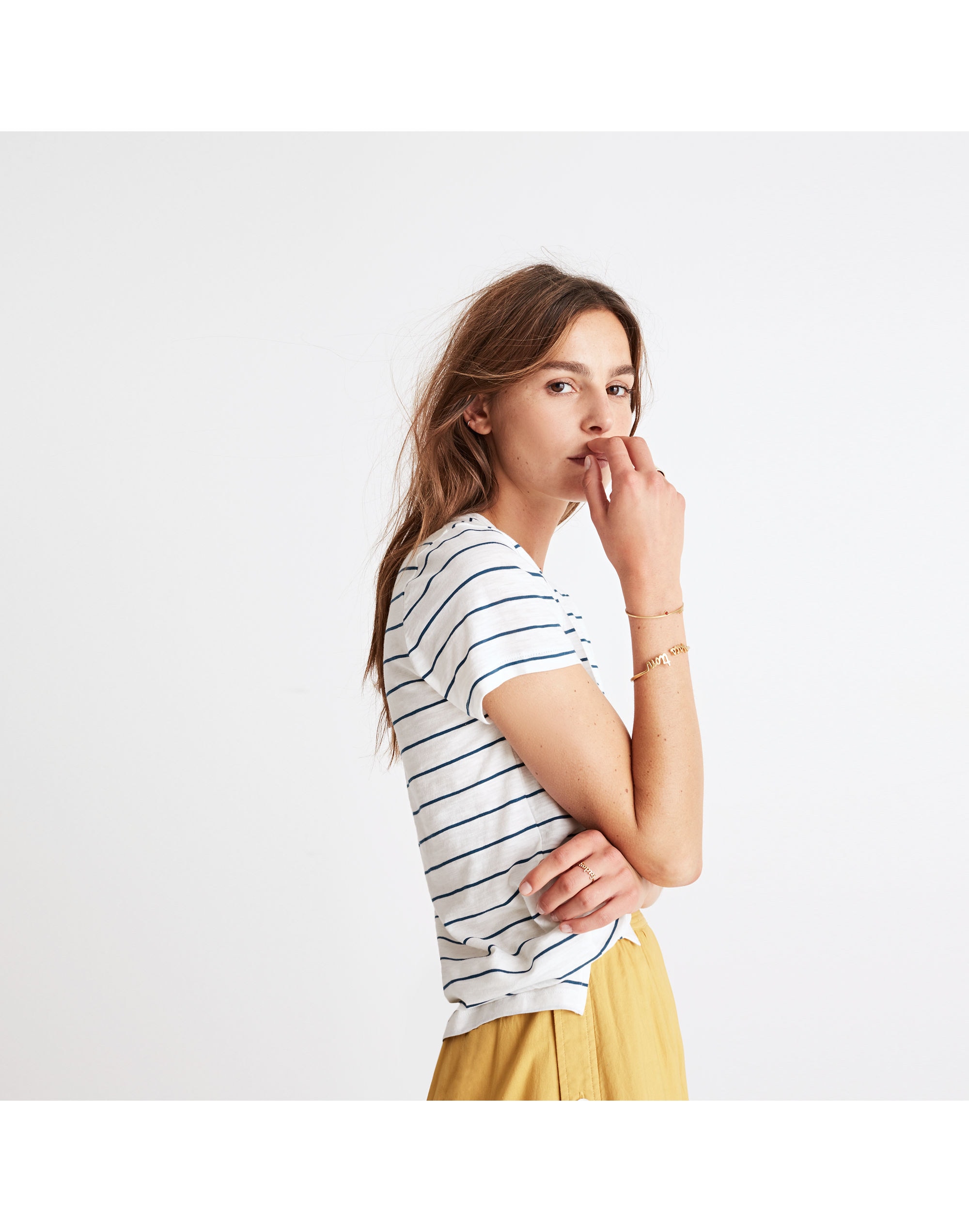 Whisper Cotton V-Neck Pocket Tee in Jarvis Stripe