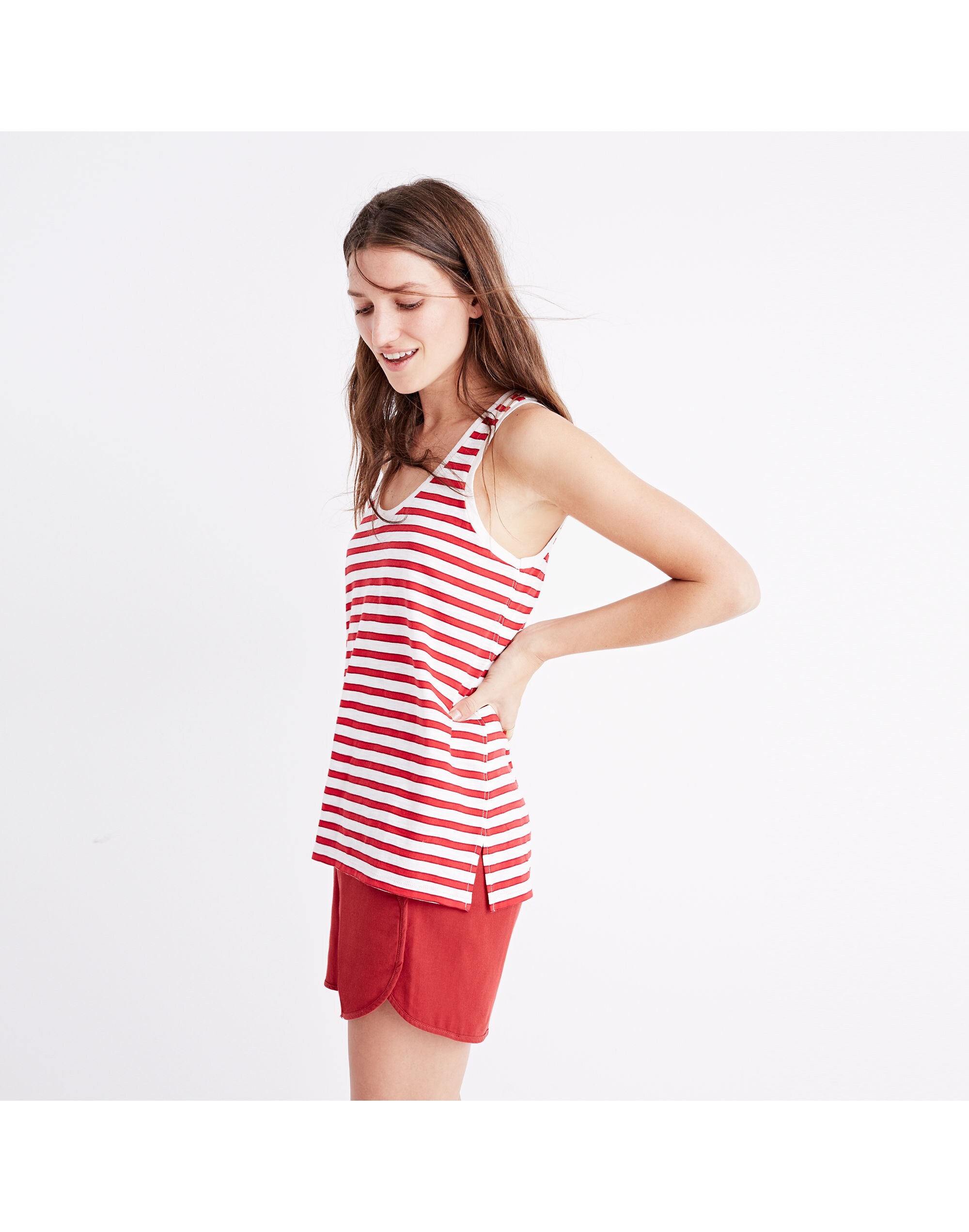 Whisper Cotton Scoop Tank Top in Suzi Stripe