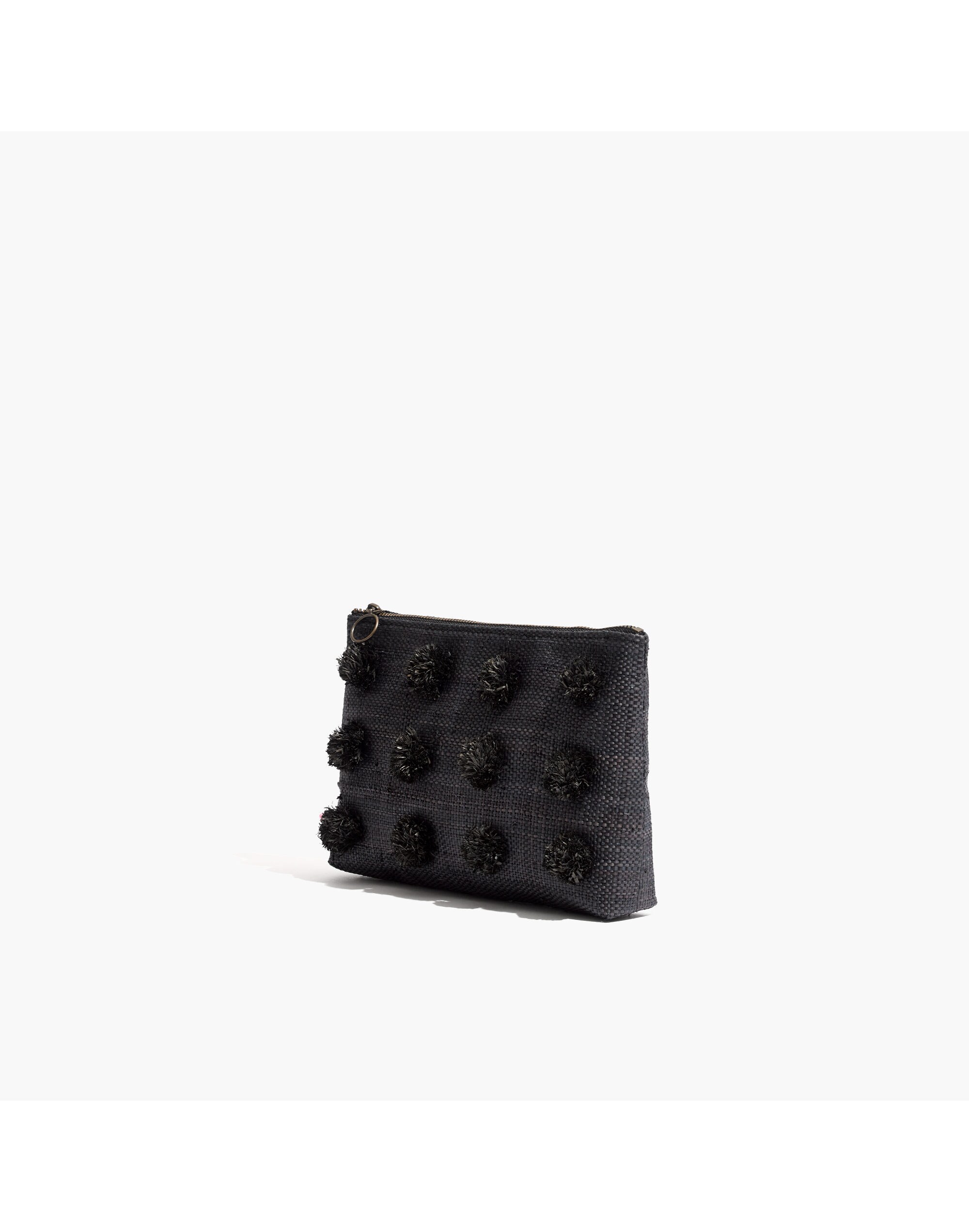 Raffia Pom-Pom Zip Pouch