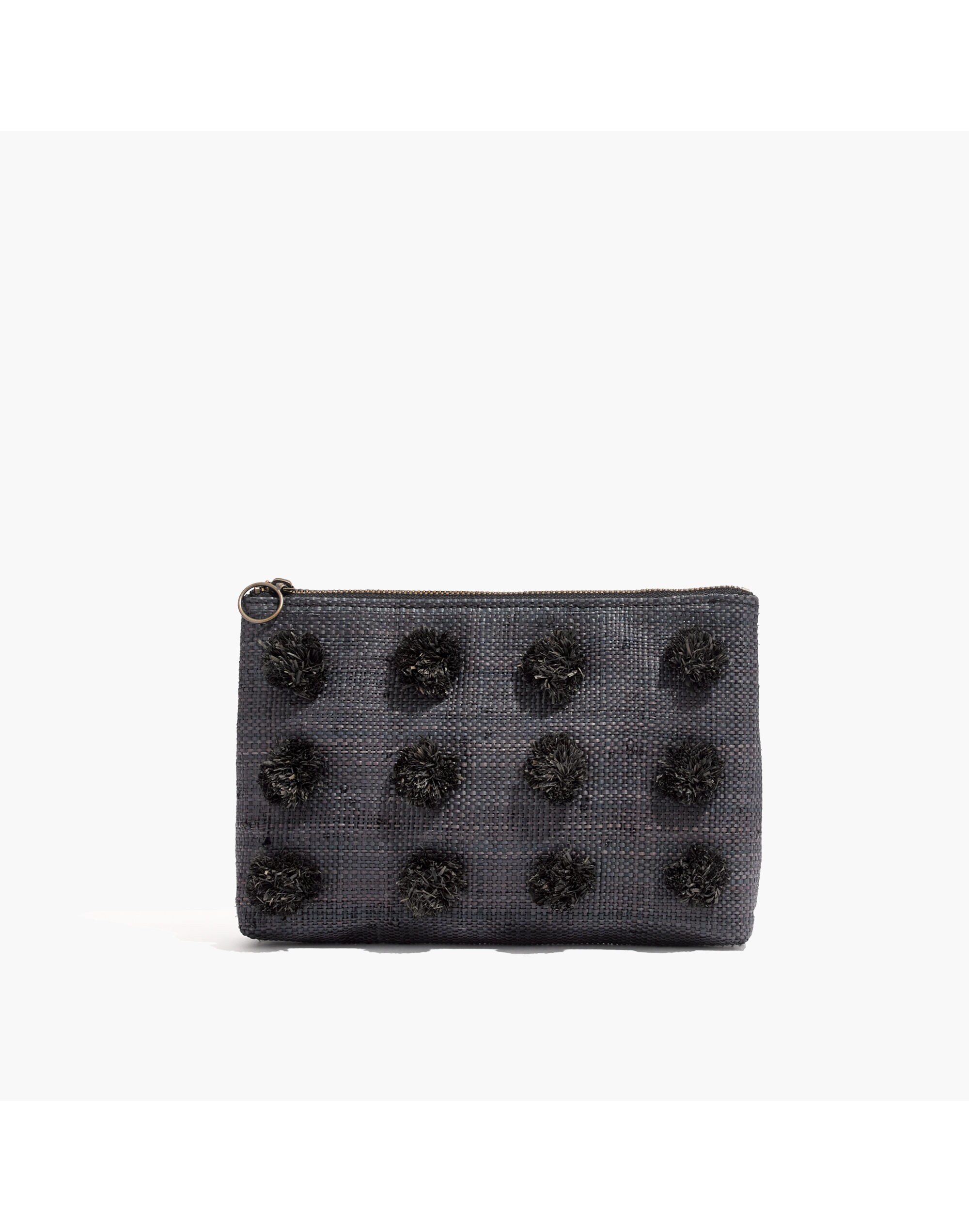 Raffia Pom-Pom Zip Pouch