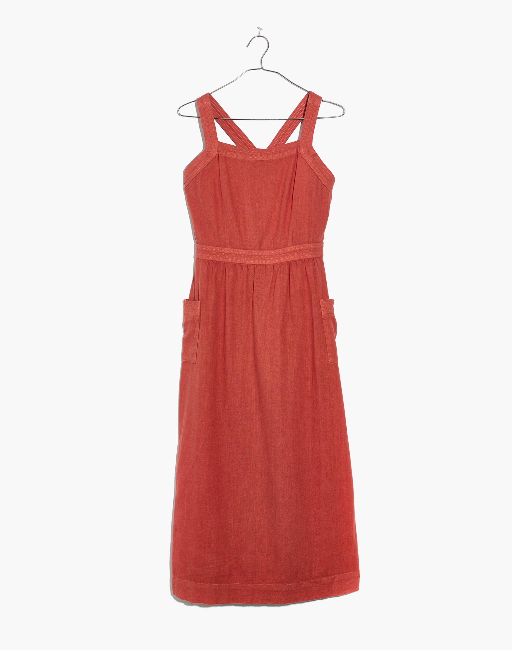Garment-Dyed Apron Midi Dress