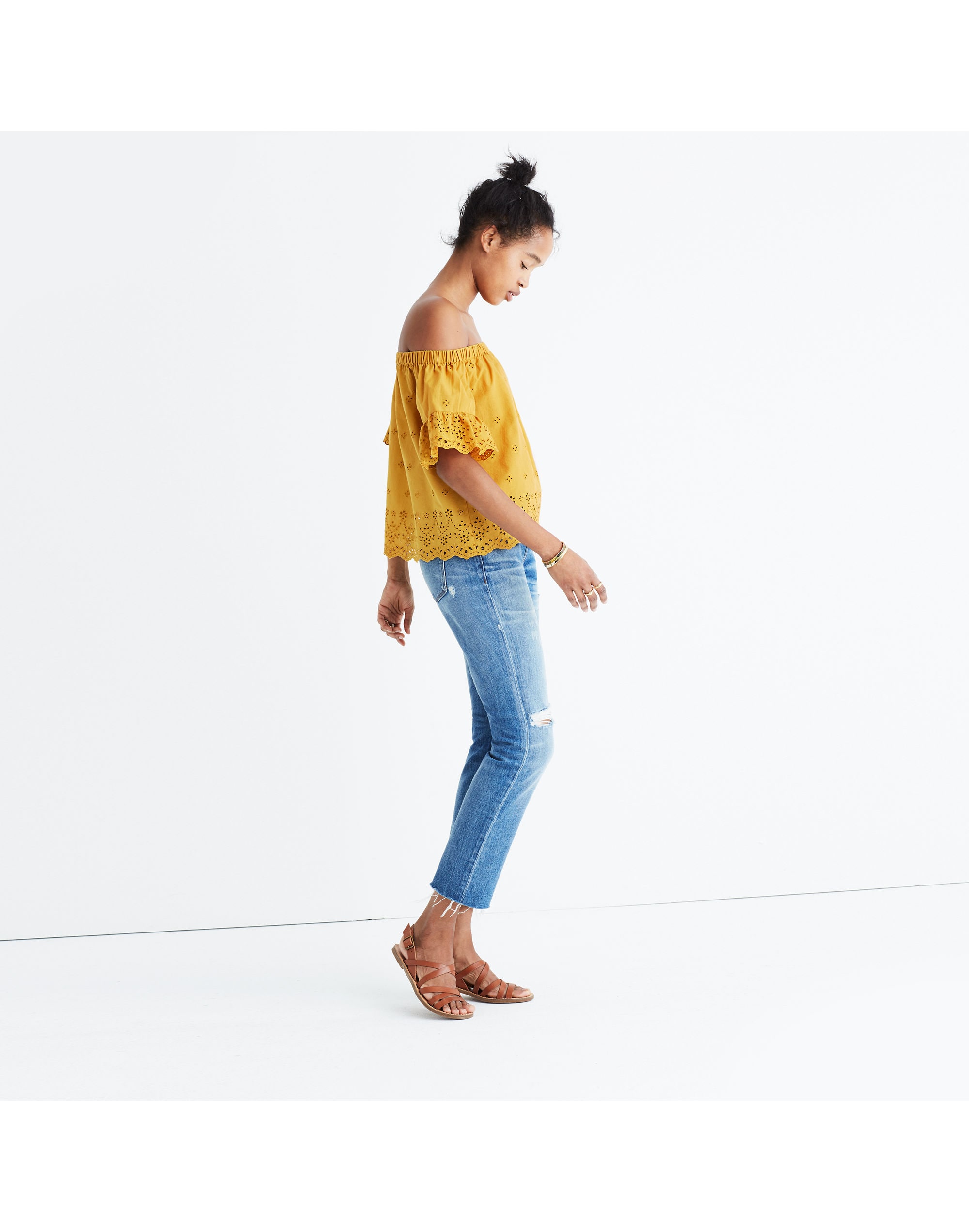 Eyelet Off-the-Shoulder Top