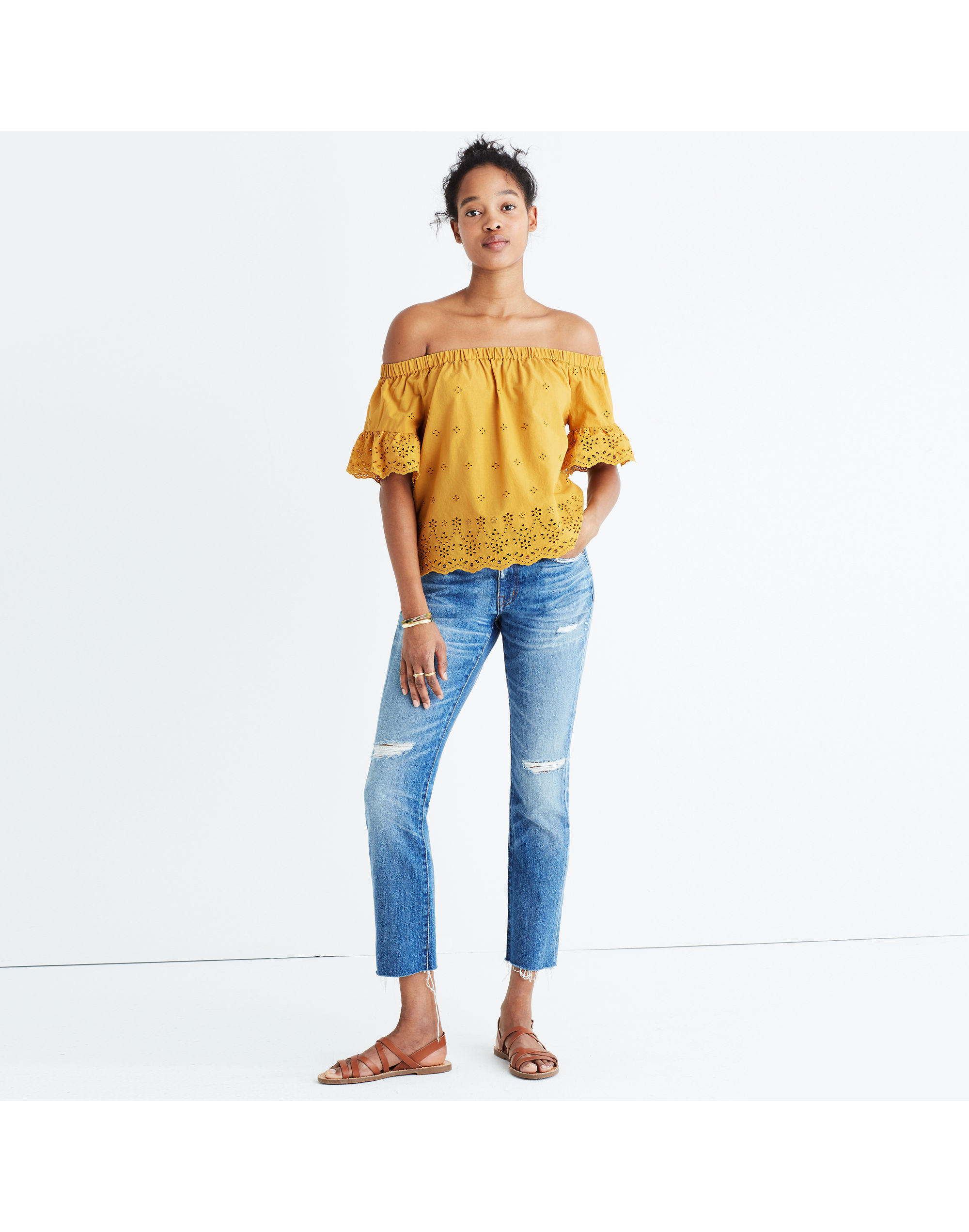 Eyelet Off-the-Shoulder Top